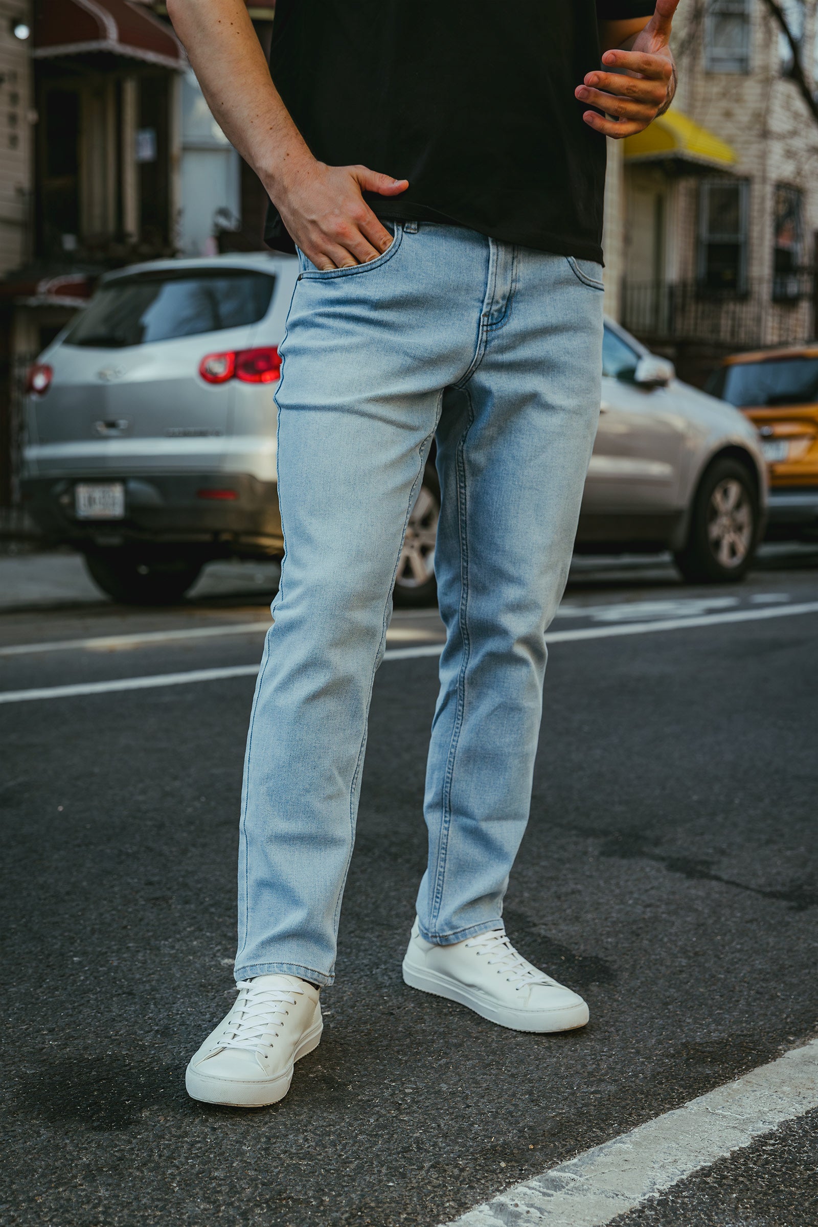 Straight Fit Stretch Jeans Light Wash