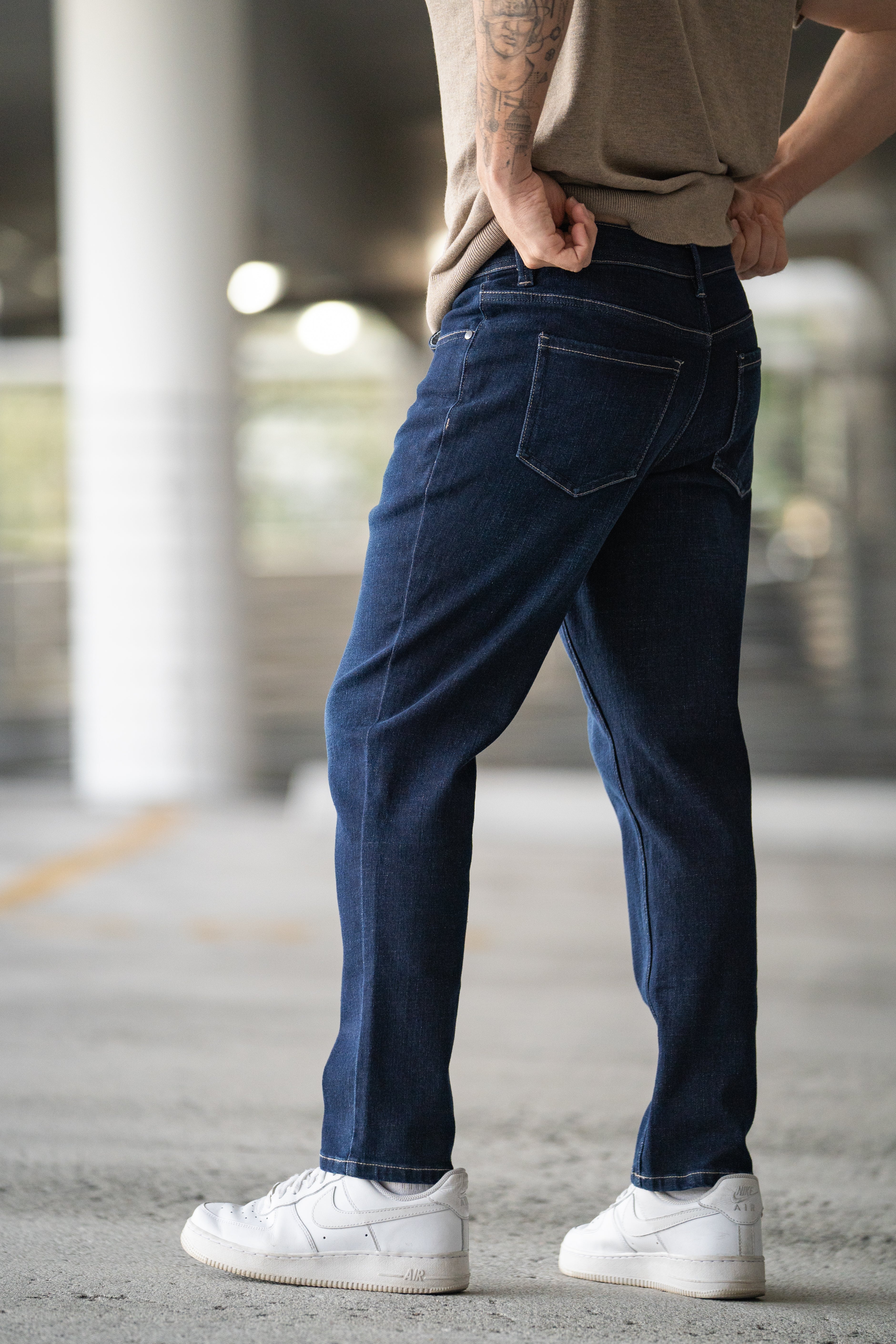 Straight Fit Stretch Jeans Dark Wash