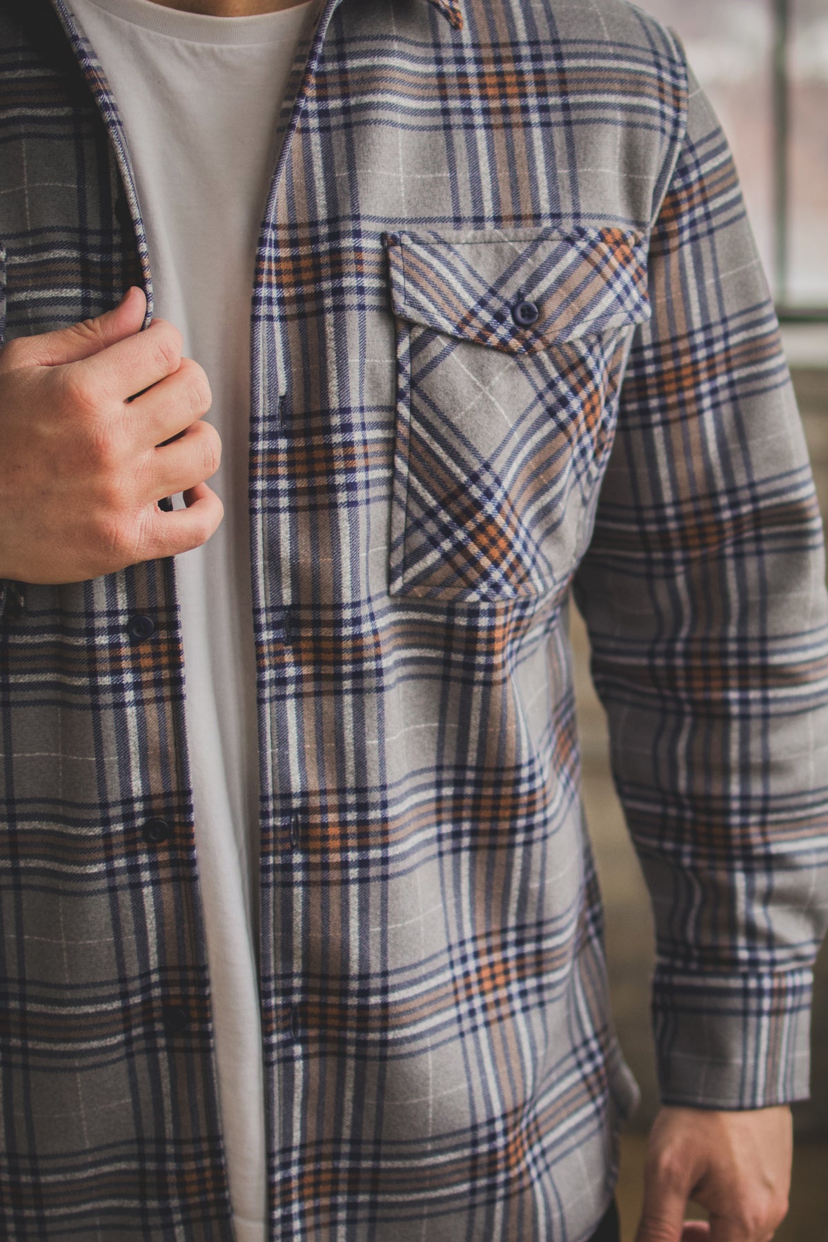 Cozy Overshirt Gray Plaid