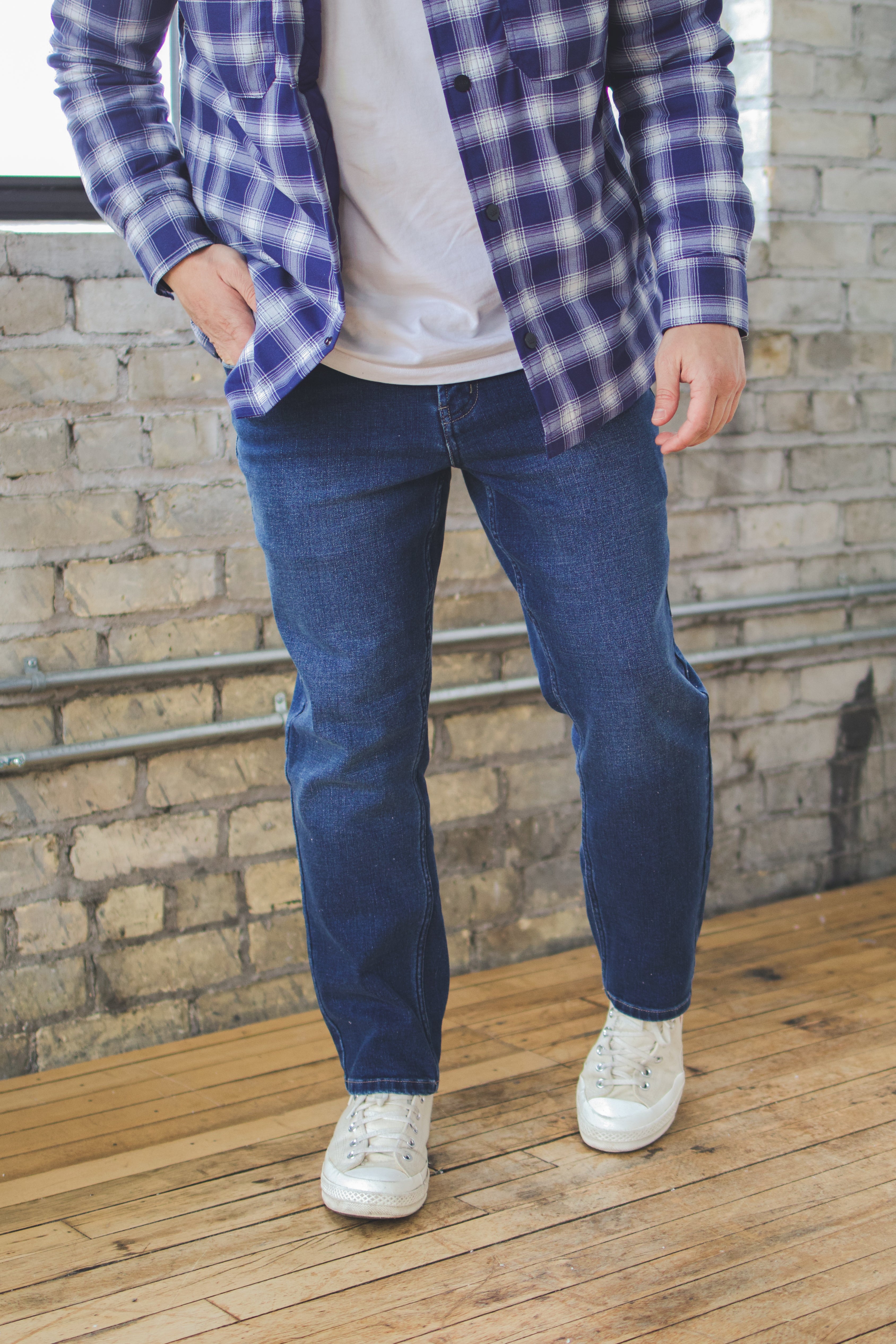 Straight Fit Stretch Jeans Medium Wash