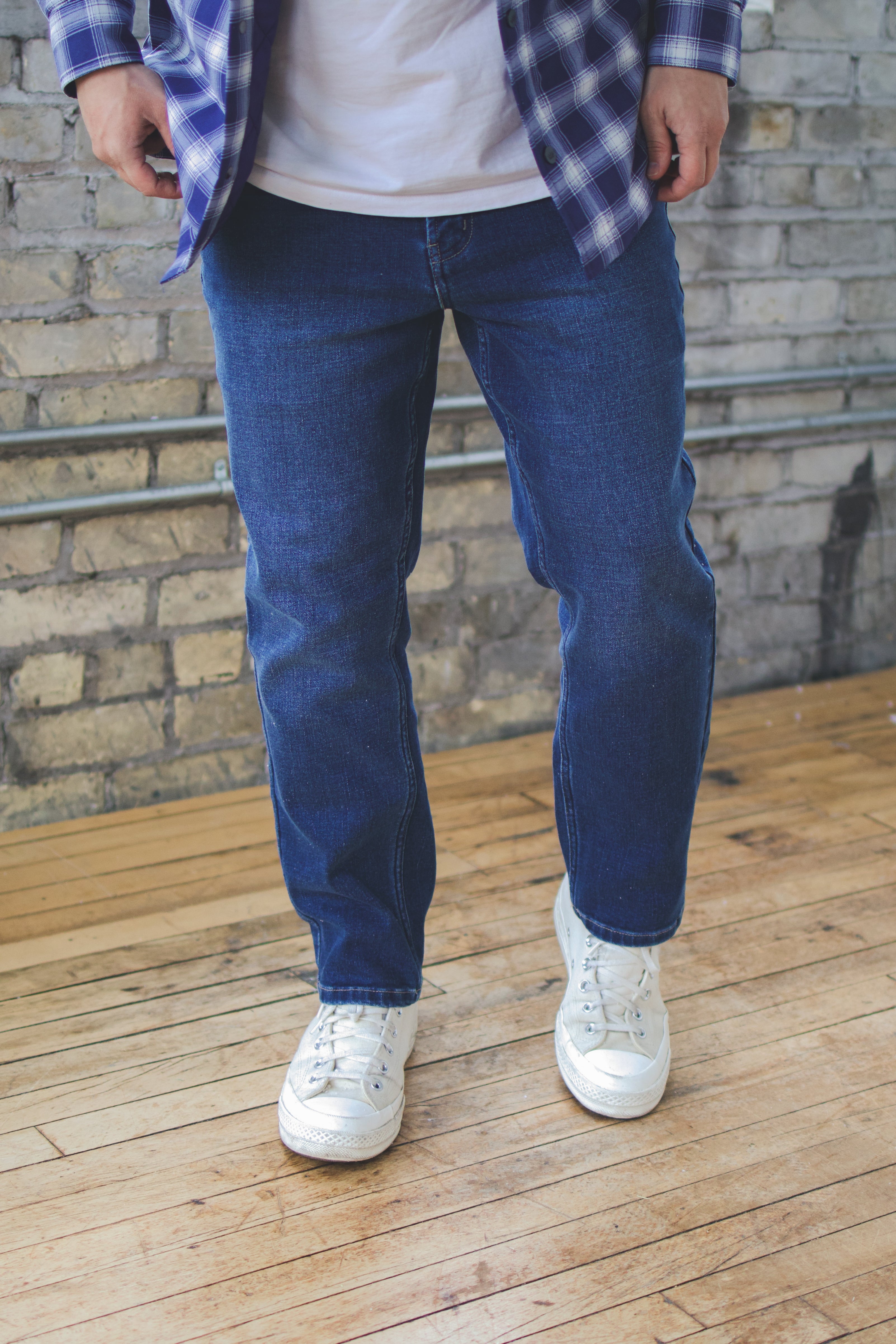 Straight Fit Stretch Jeans Medium Wash