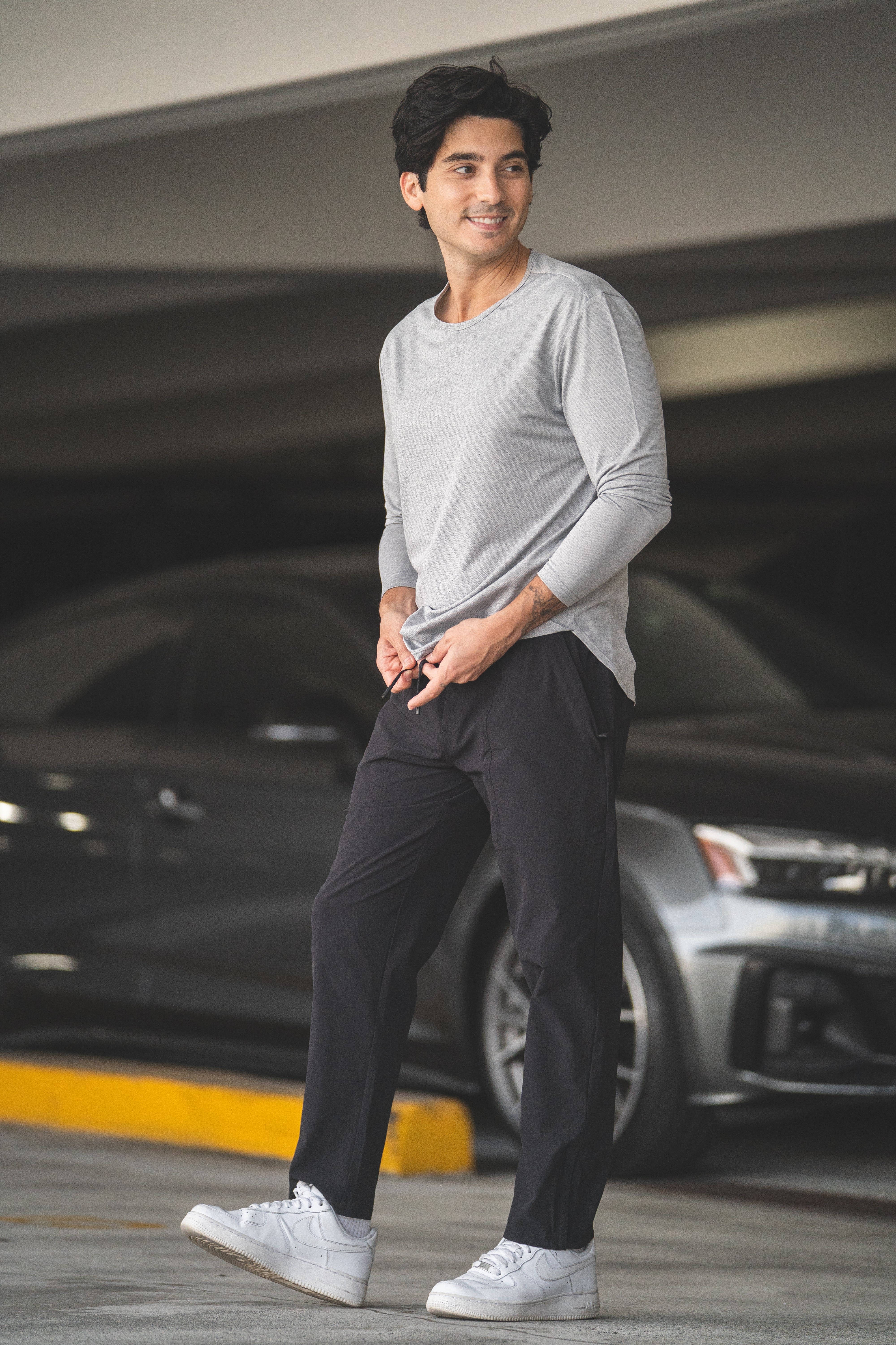 Long Sleeve Running T-Shirt Light Gray