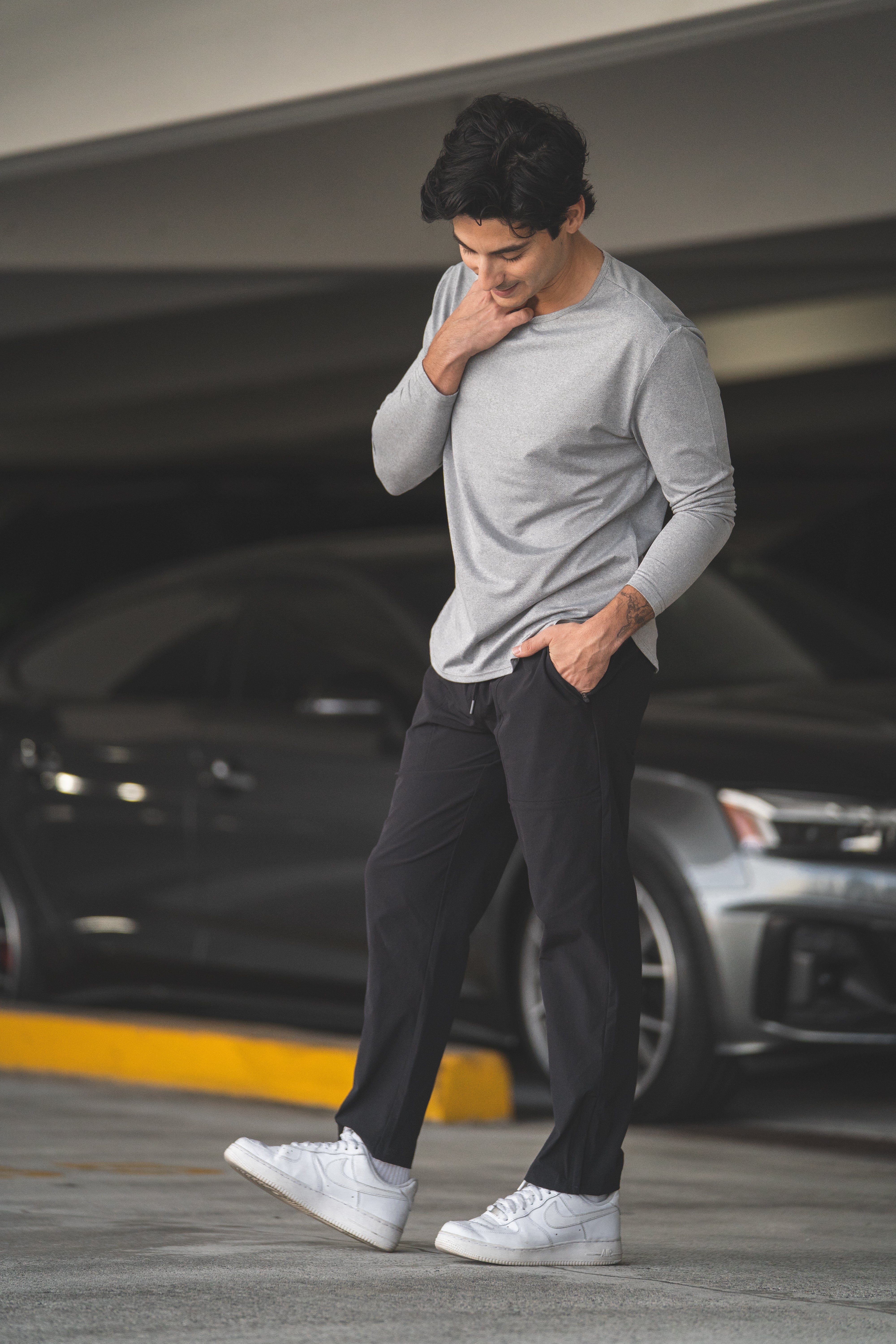 Long Sleeve Running T-Shirt Light Gray