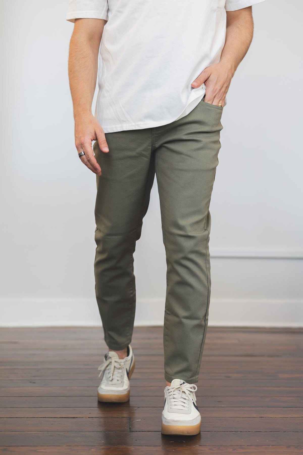 Garment Dyed Stretch Jeans Kelp