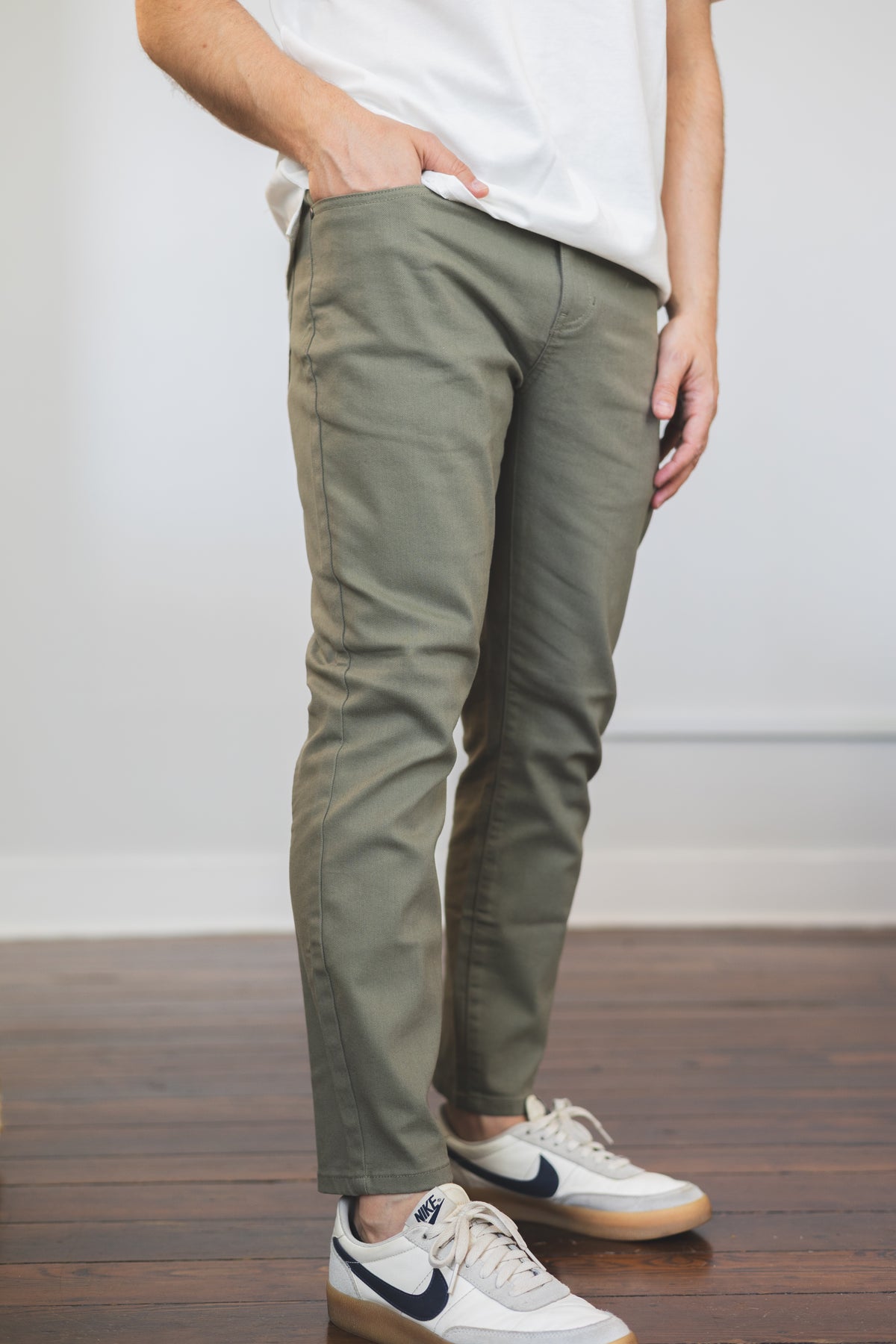 Garment Dyed Stretch Jeans Kelp