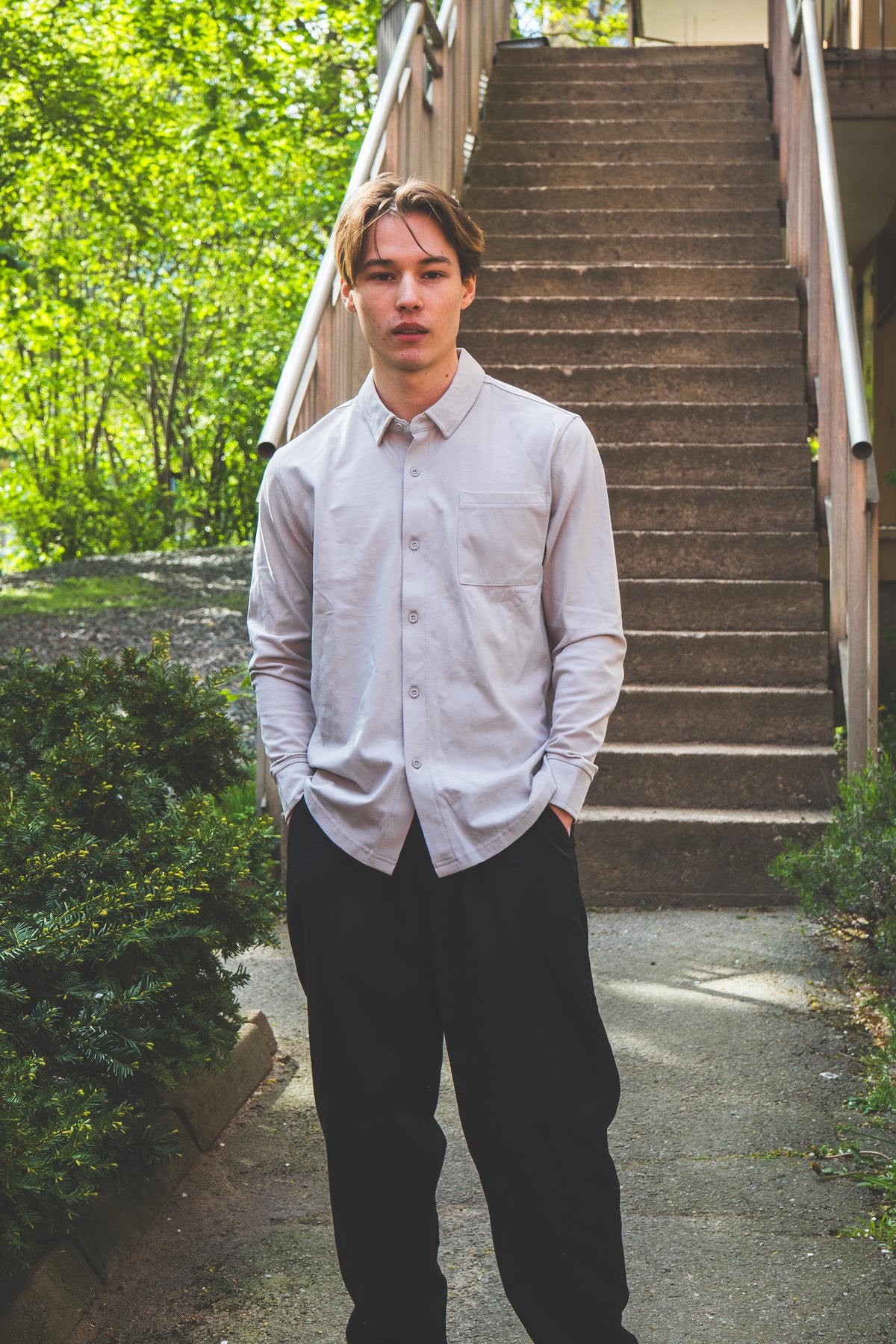 Performance Pique Button Down Shirt Mist