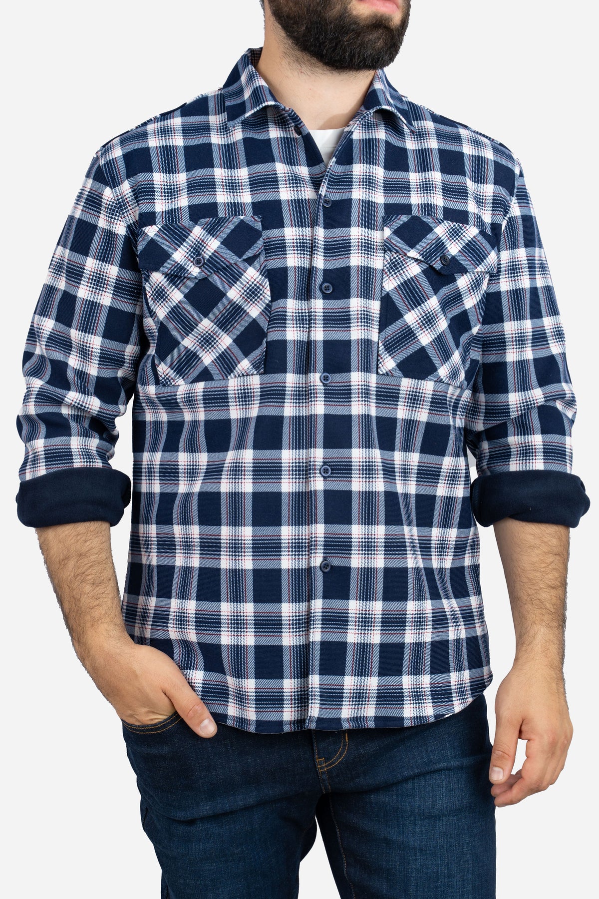 Cozy Overshirt Navy Plaid