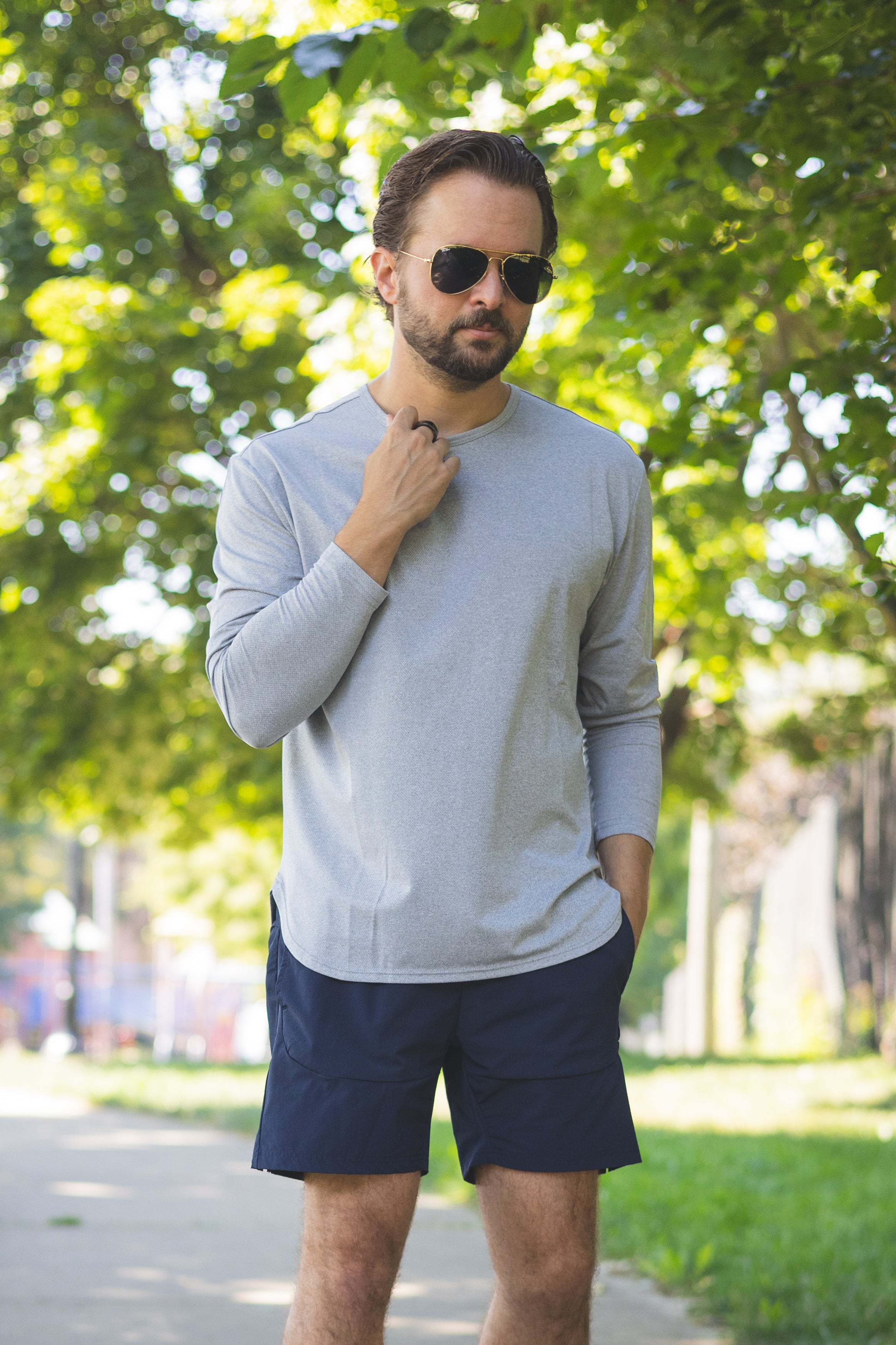 Long Sleeve Running T-Shirt Light Gray