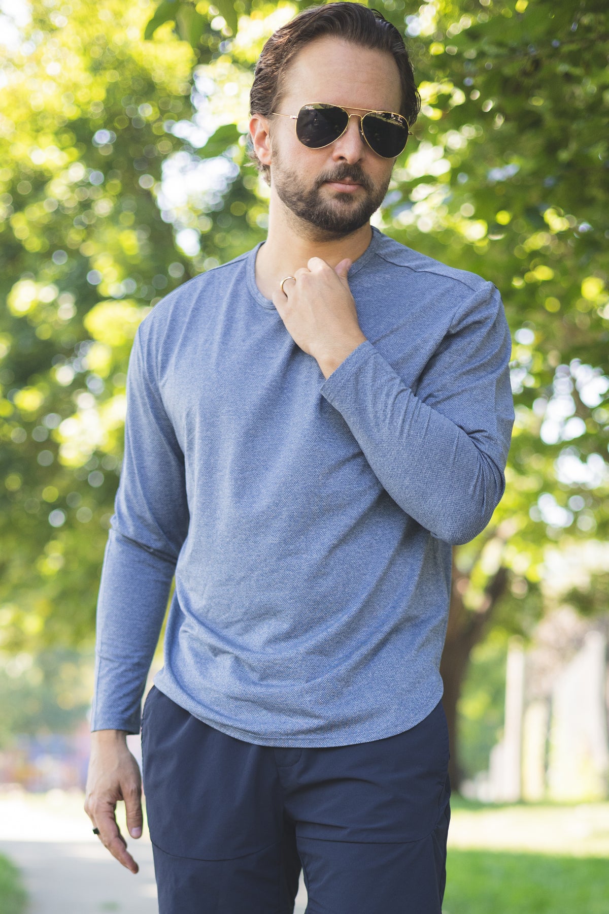 Long Sleeve Running T-Shirt Navy