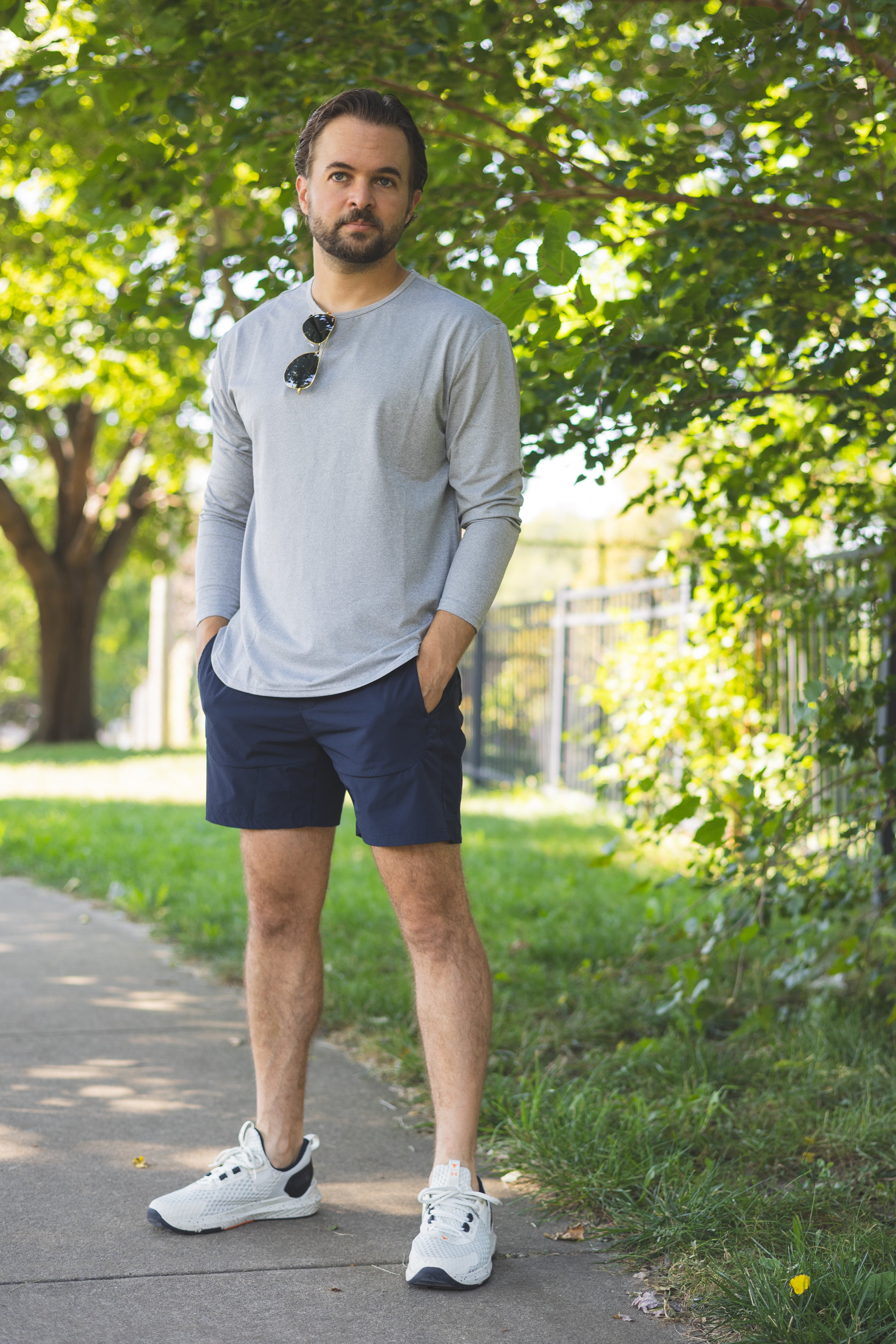 Long Sleeve Running T-Shirt Light Gray
