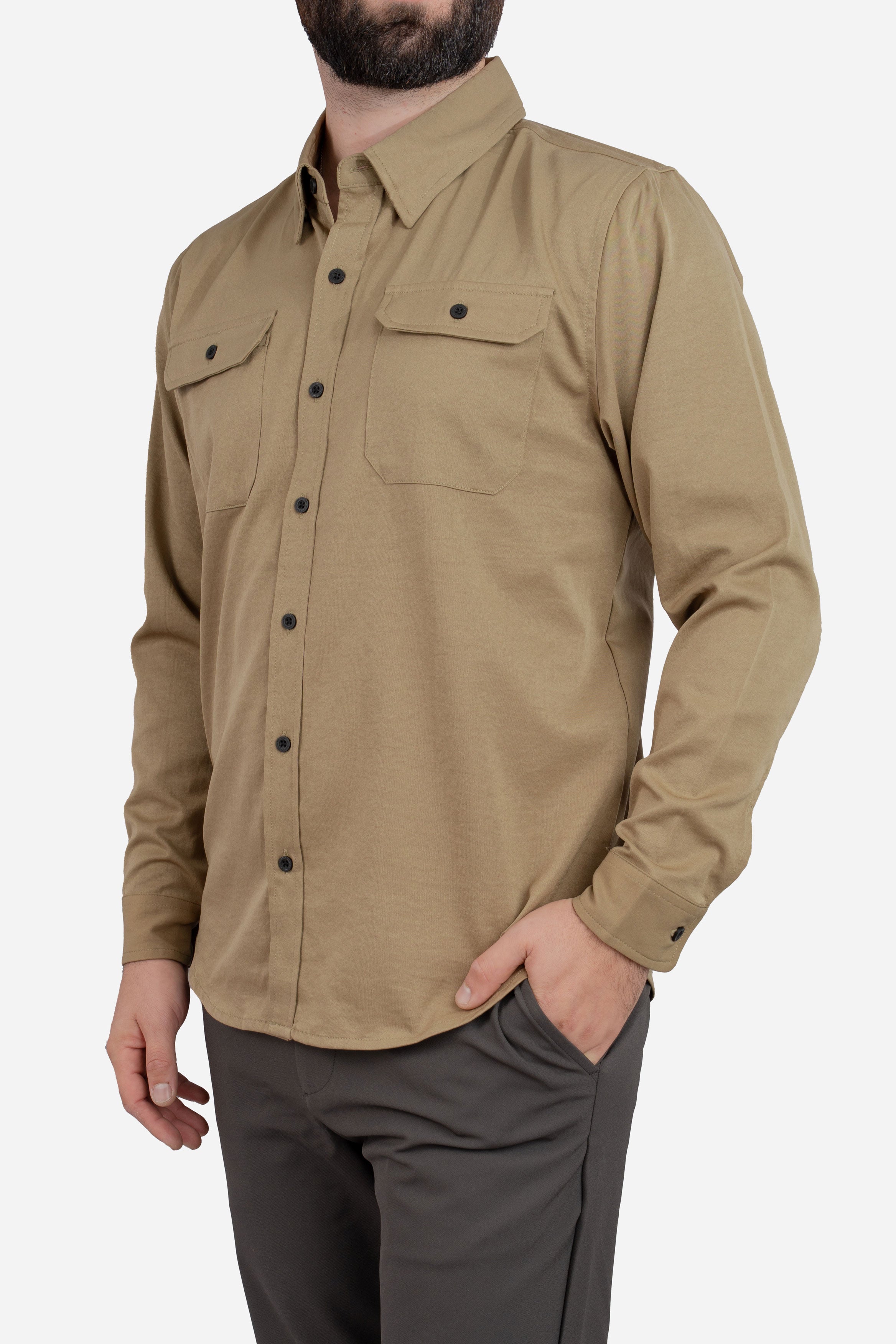 Roam Stonewash Button Down Shirt Desert