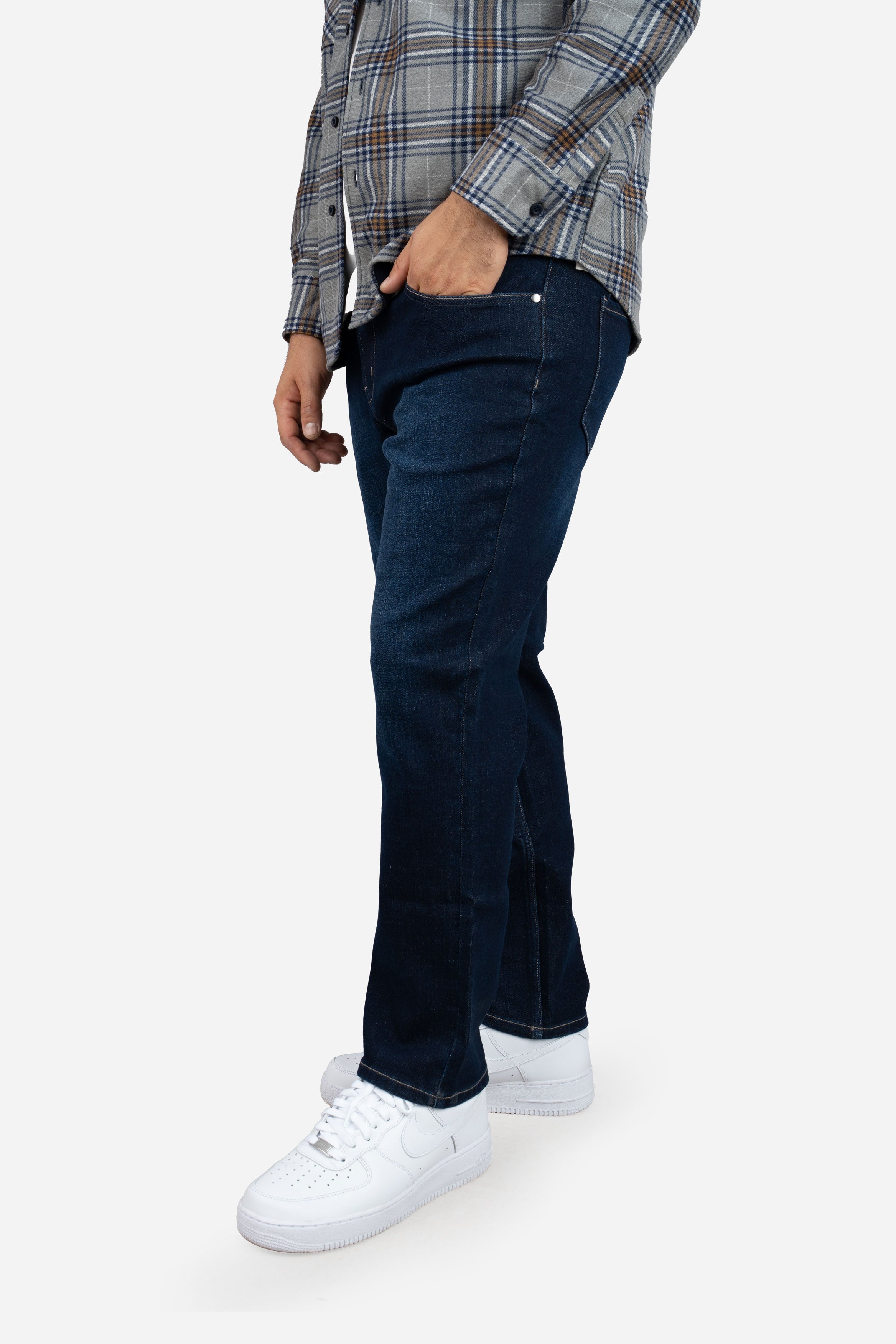 Straight Fit Stretch Jeans Dark Wash