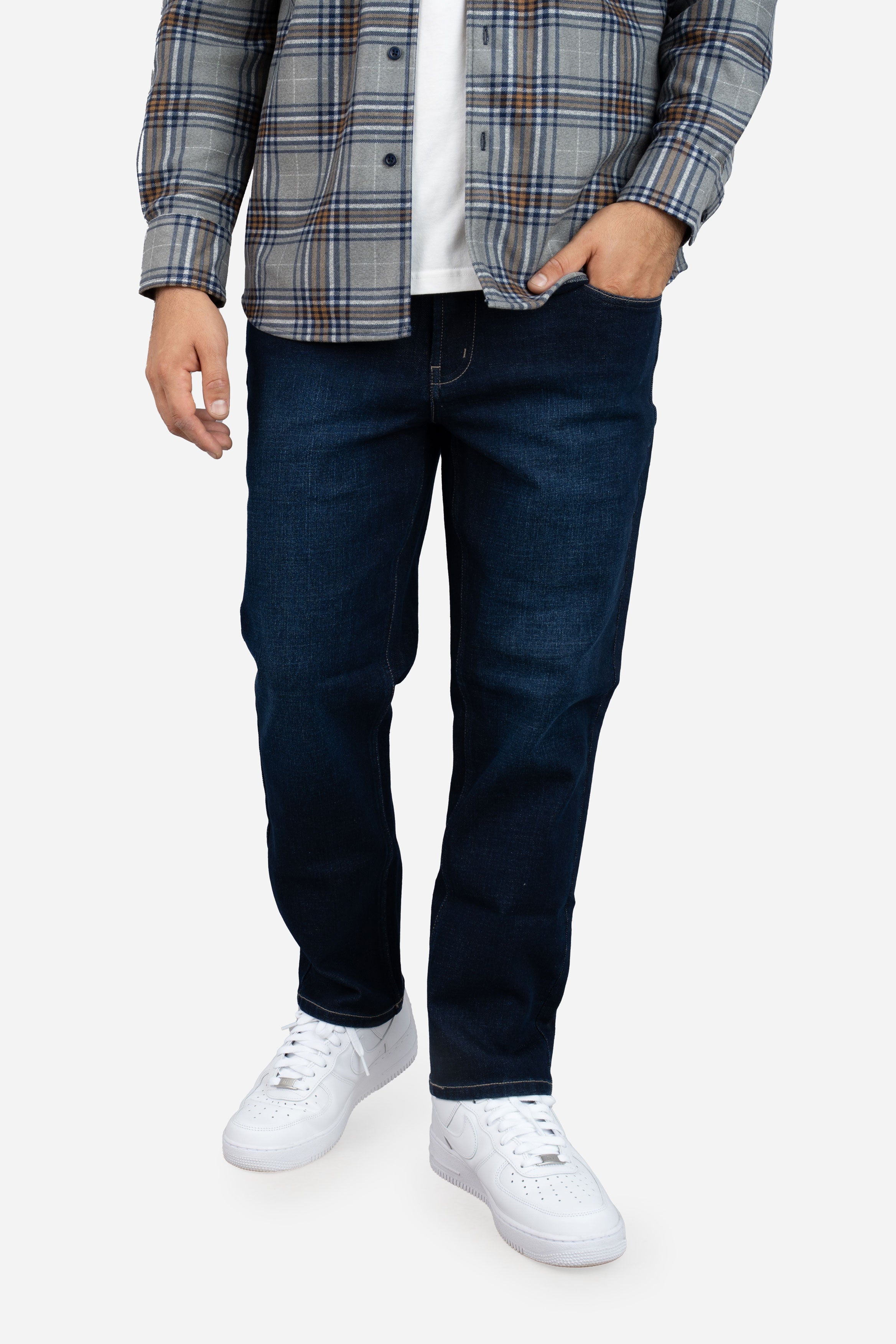 Straight Fit Stretch Jeans Dark Wash