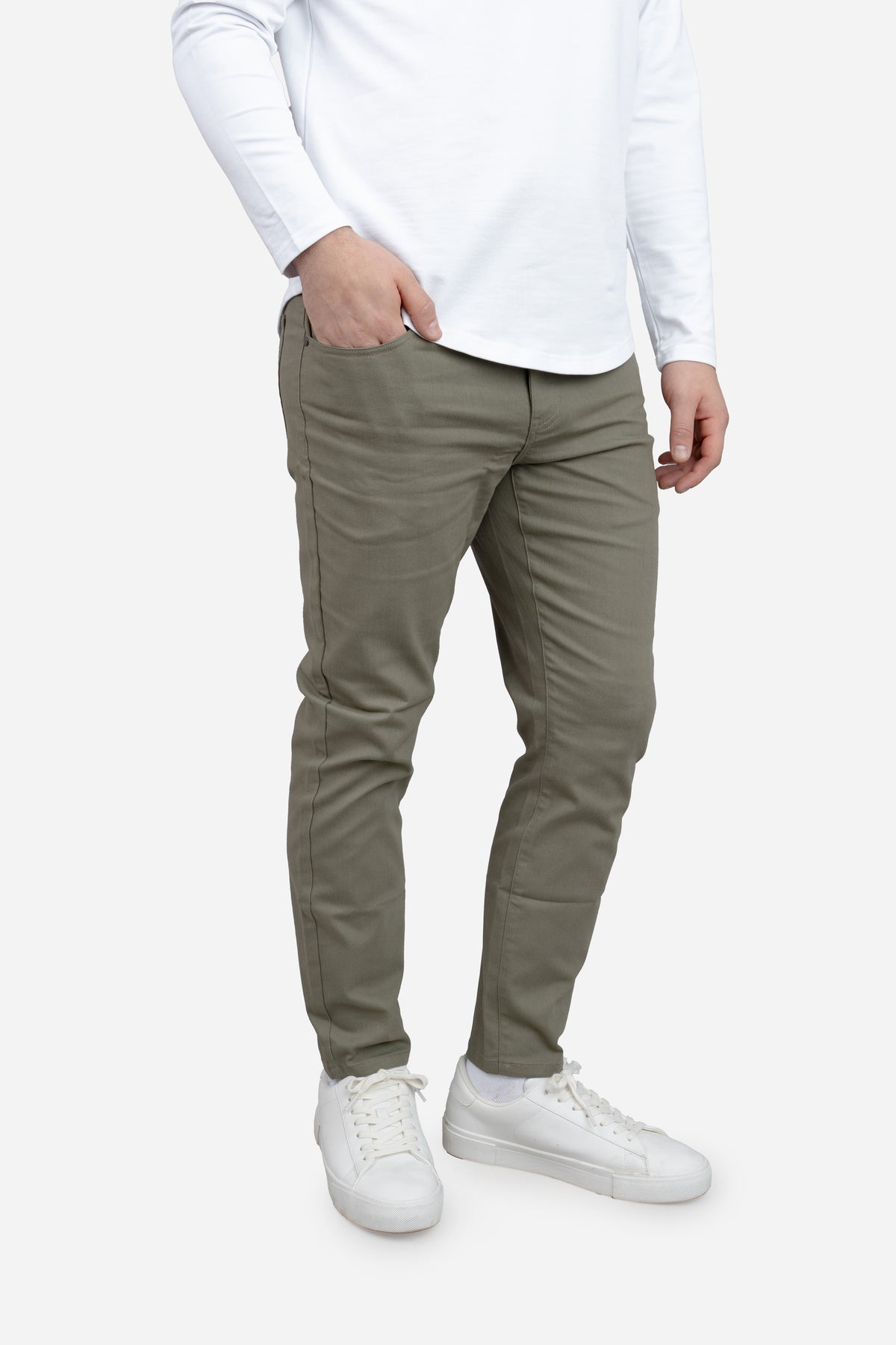 Garment Dyed Stretch Jeans Kelp