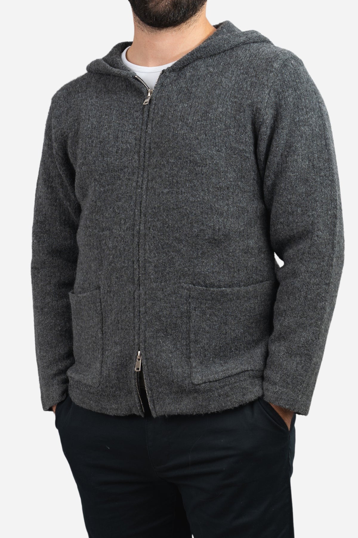 Wool Blend Sweater Hoodie Ash