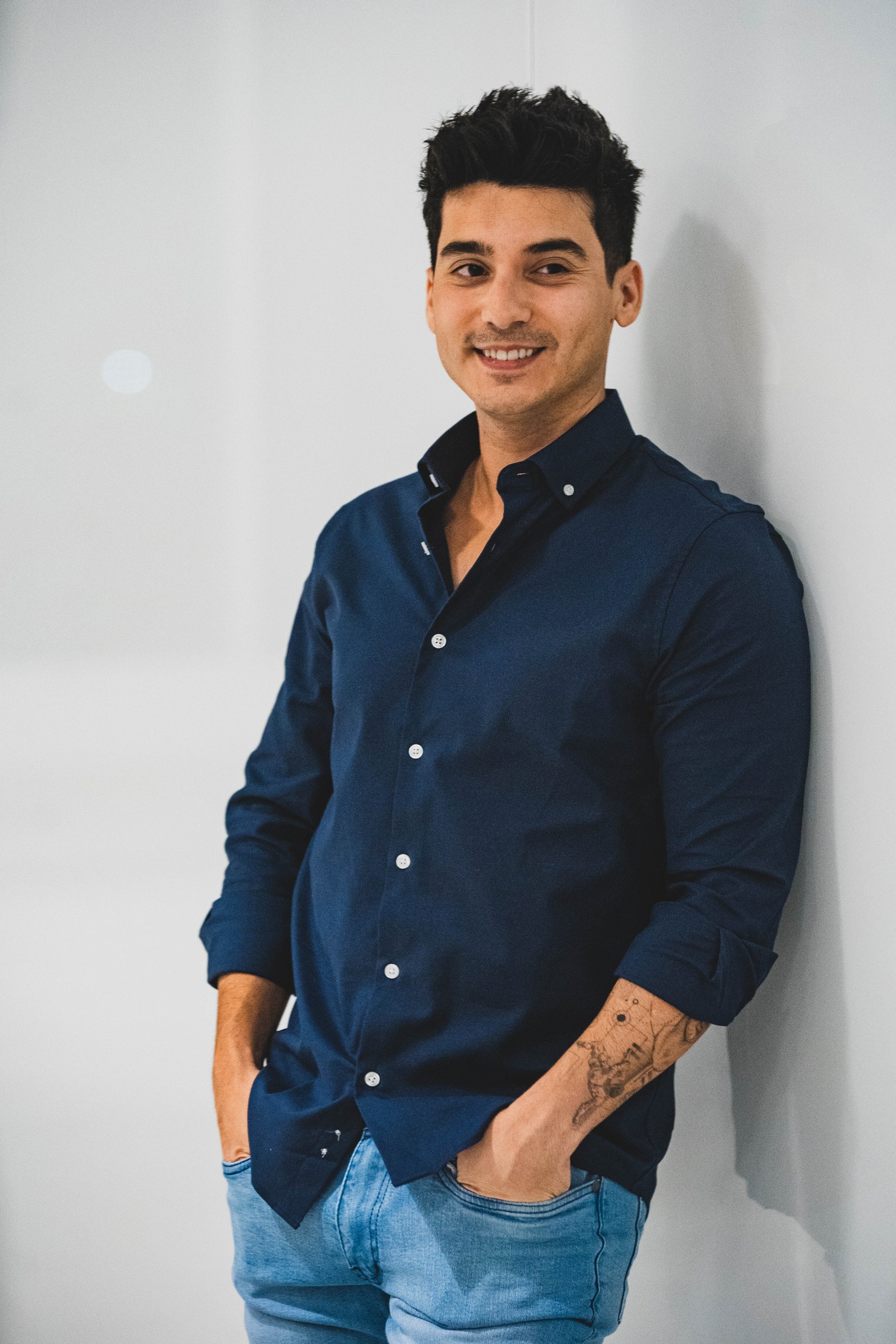 Stretch Oxford Button Down Shirt Navy