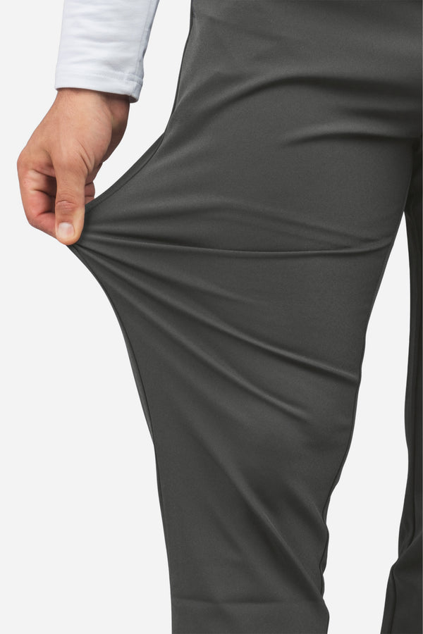 Charcoal 5 Pocket Super Stretch Performance Pants, fabric stretch close-up
