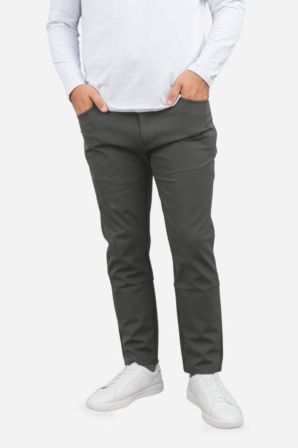 Charcoal 5 Pocket Super Stretch Performance Pants, front view