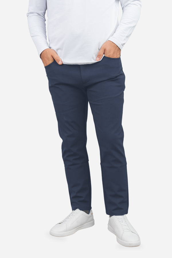 Navy 5 Pocket Super Stretch Performance Pants, front view
