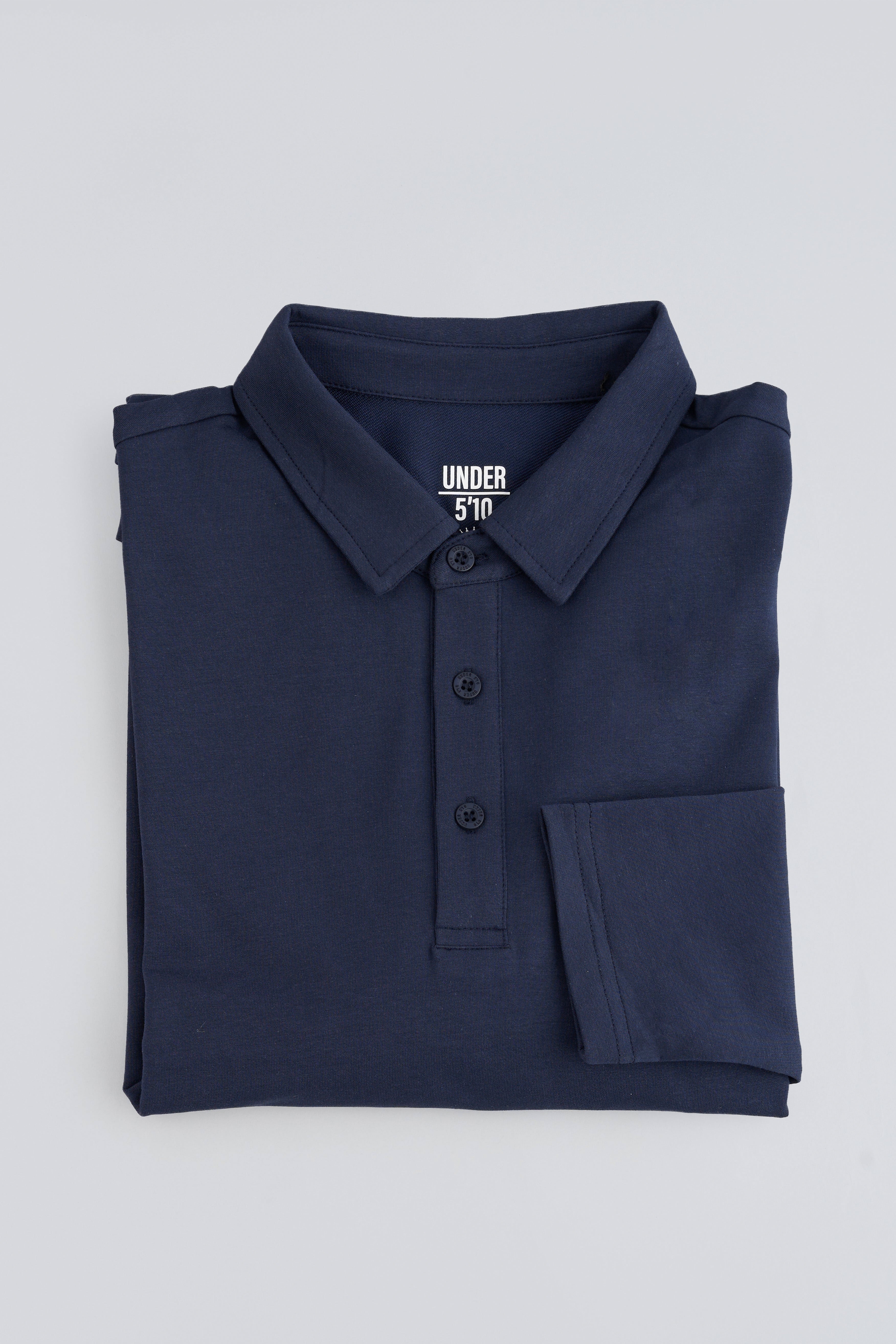 Long Sleeve Athletic Blend Polo Navy