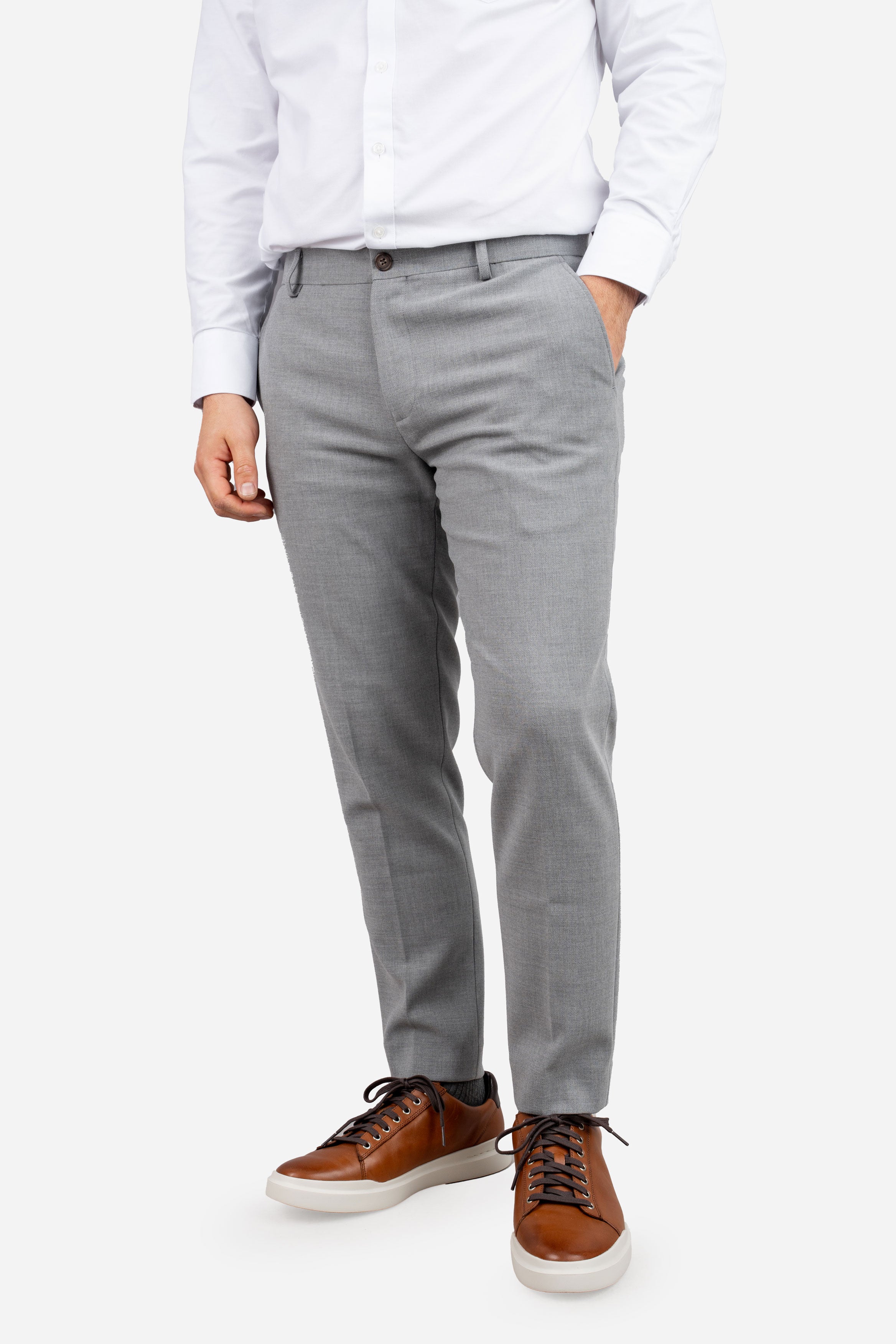 mens dress pants grey Men's Light Grey Slim Fit Dress Pants