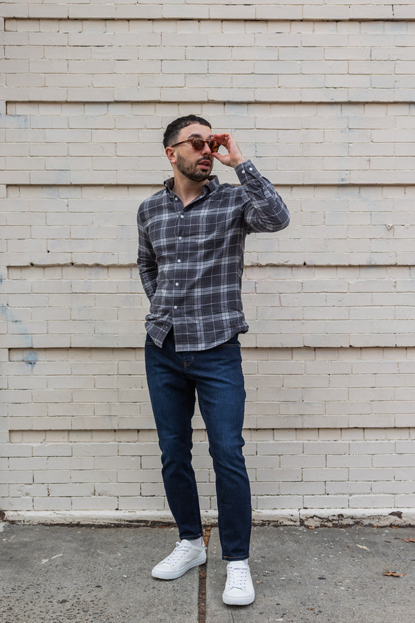 Flannel Button Down Shirt Gray