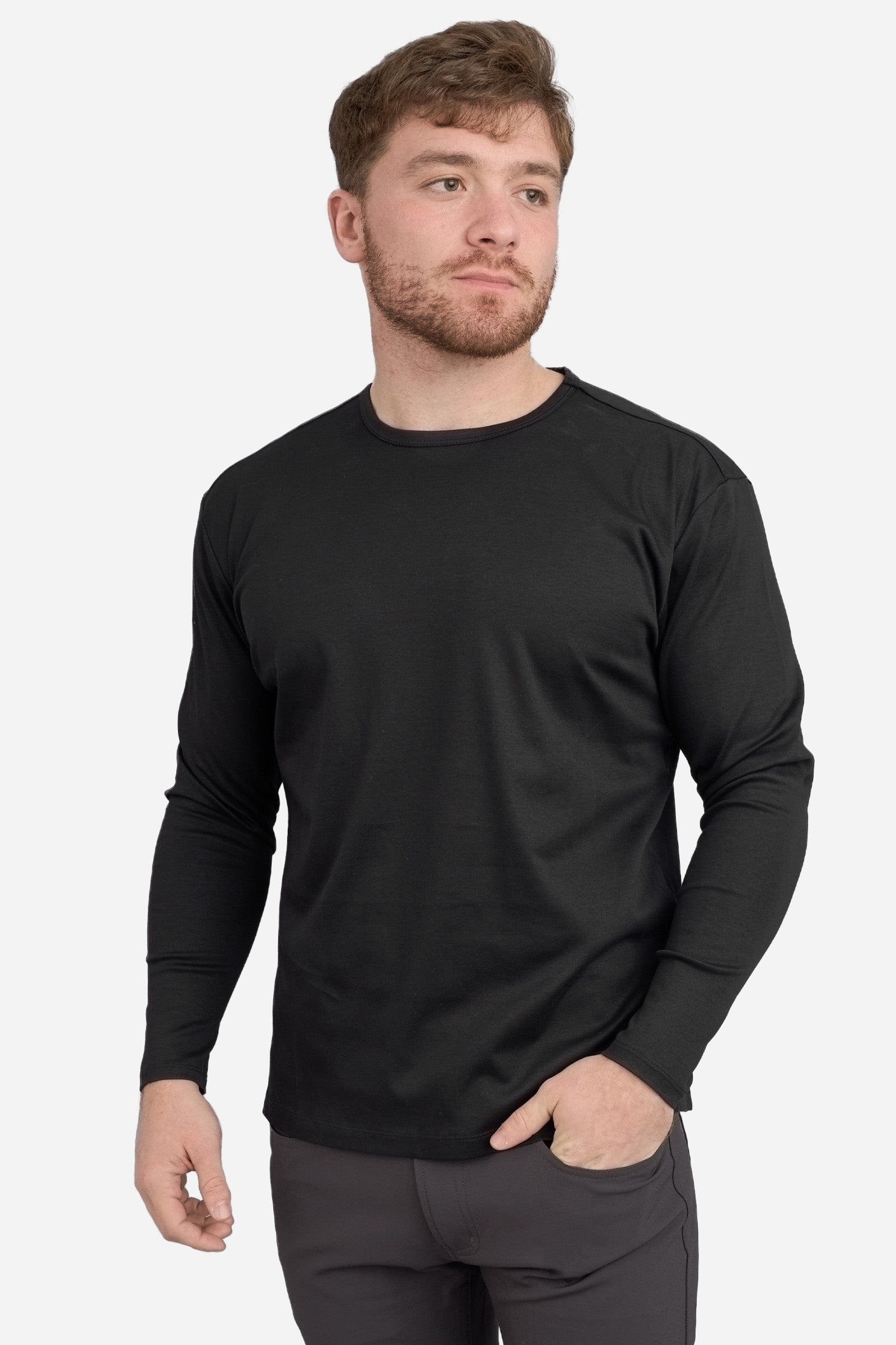 Long Sleeve Pima Cool Touch Crew T-Shirt Black