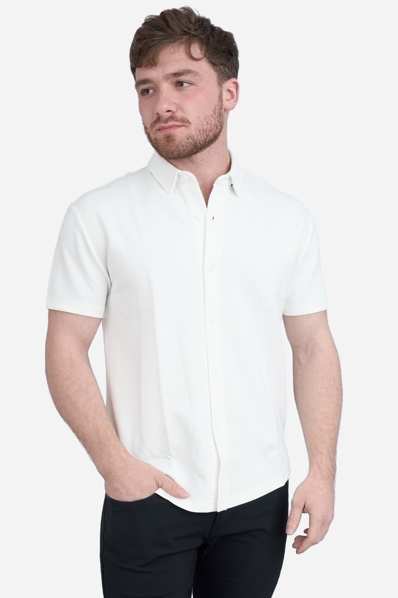 Flex Short Sleeve Button Down Shirt White