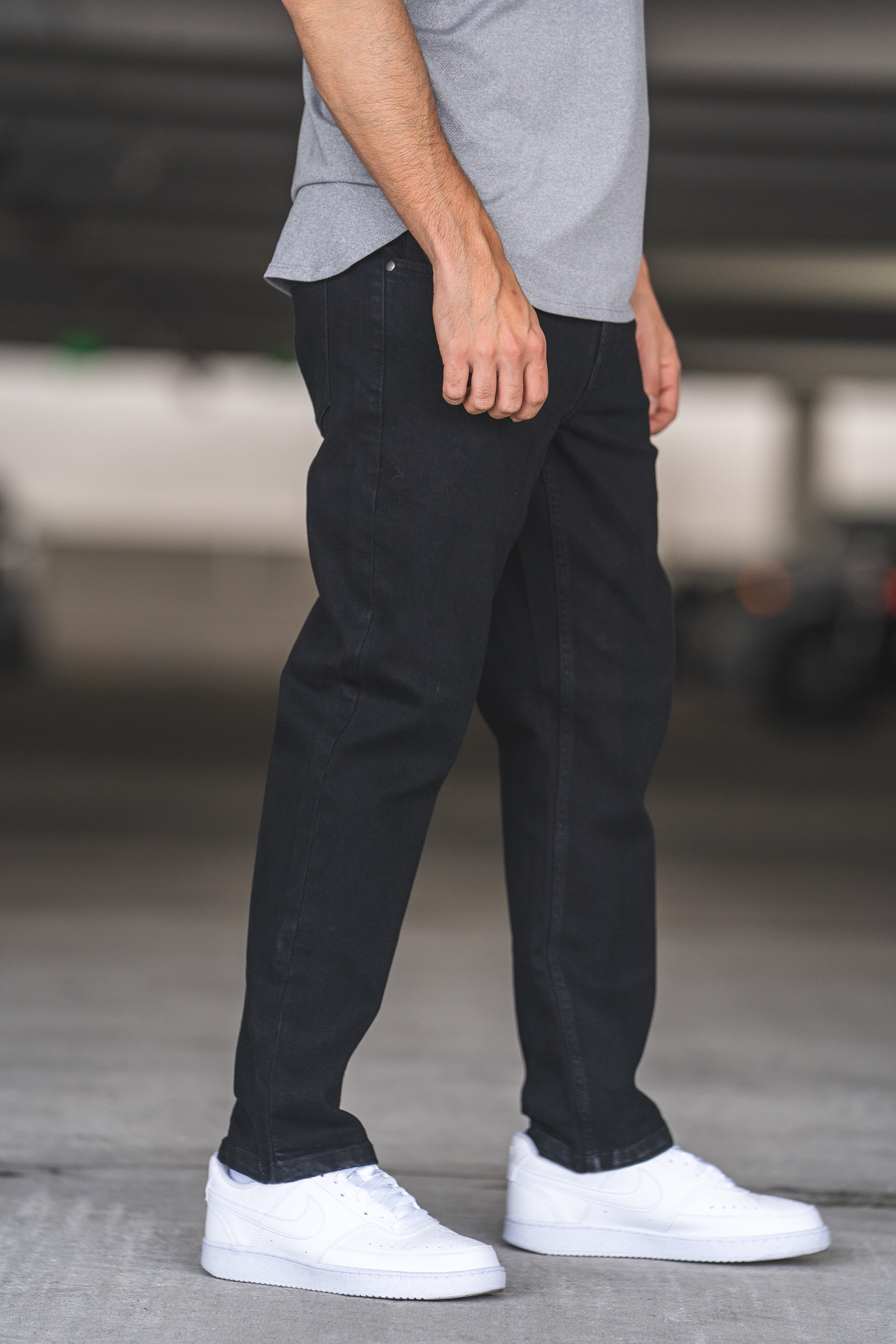 Straight Fit Stretch Jeans Black