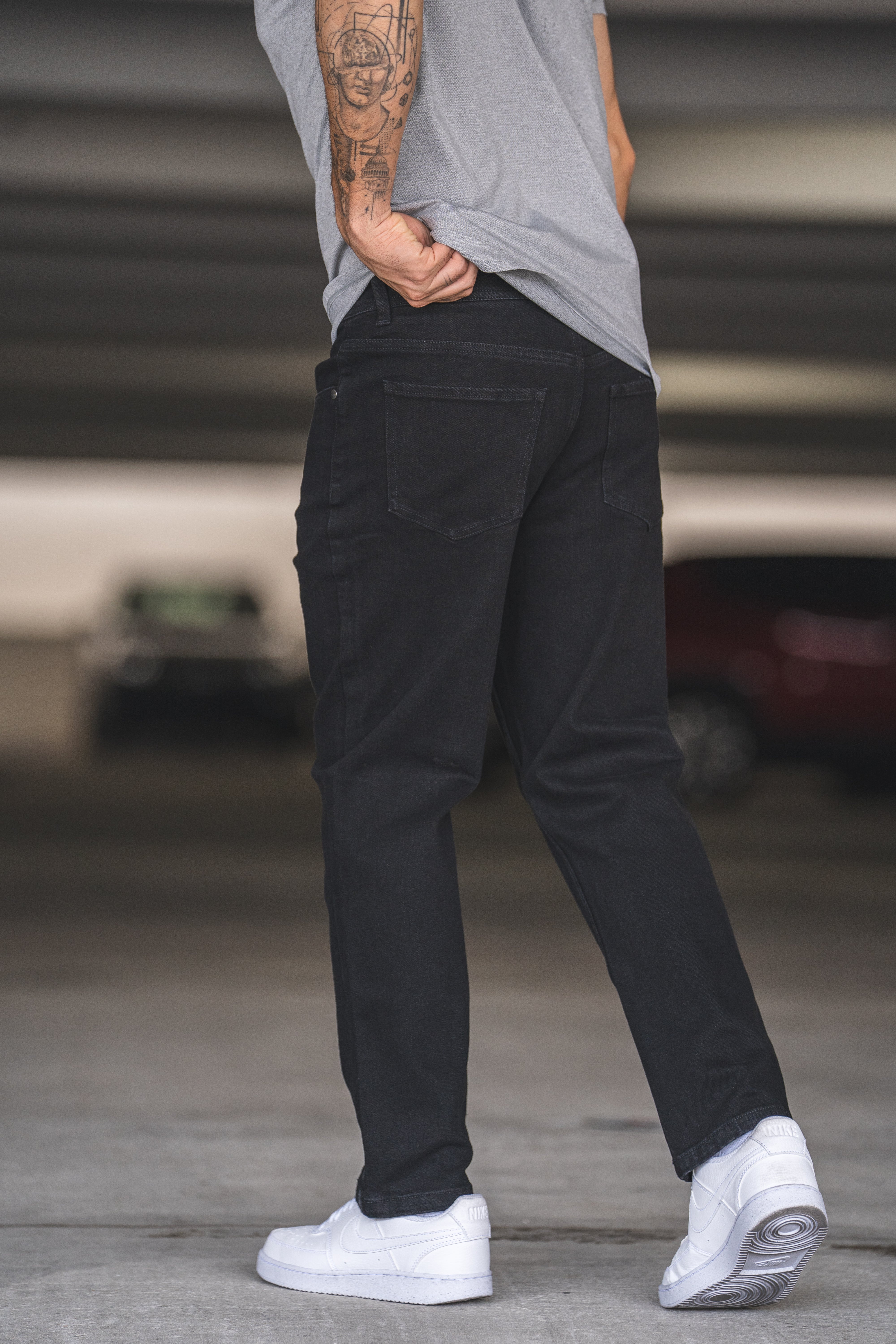 Straight Fit Stretch Jeans Black