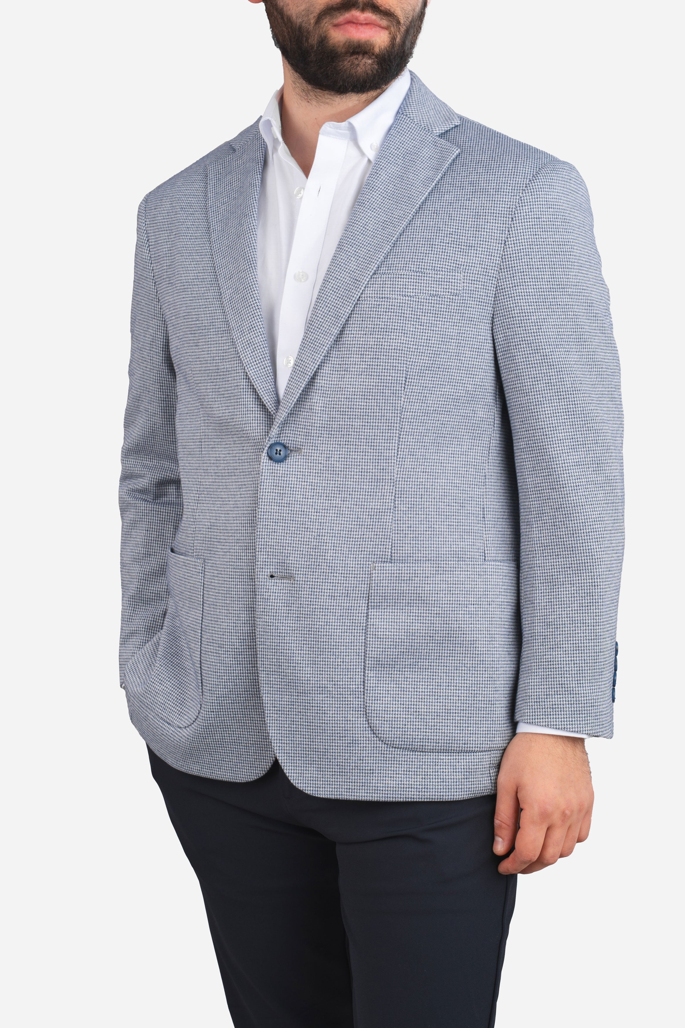 Stretch Blazer Blue Houndstooth