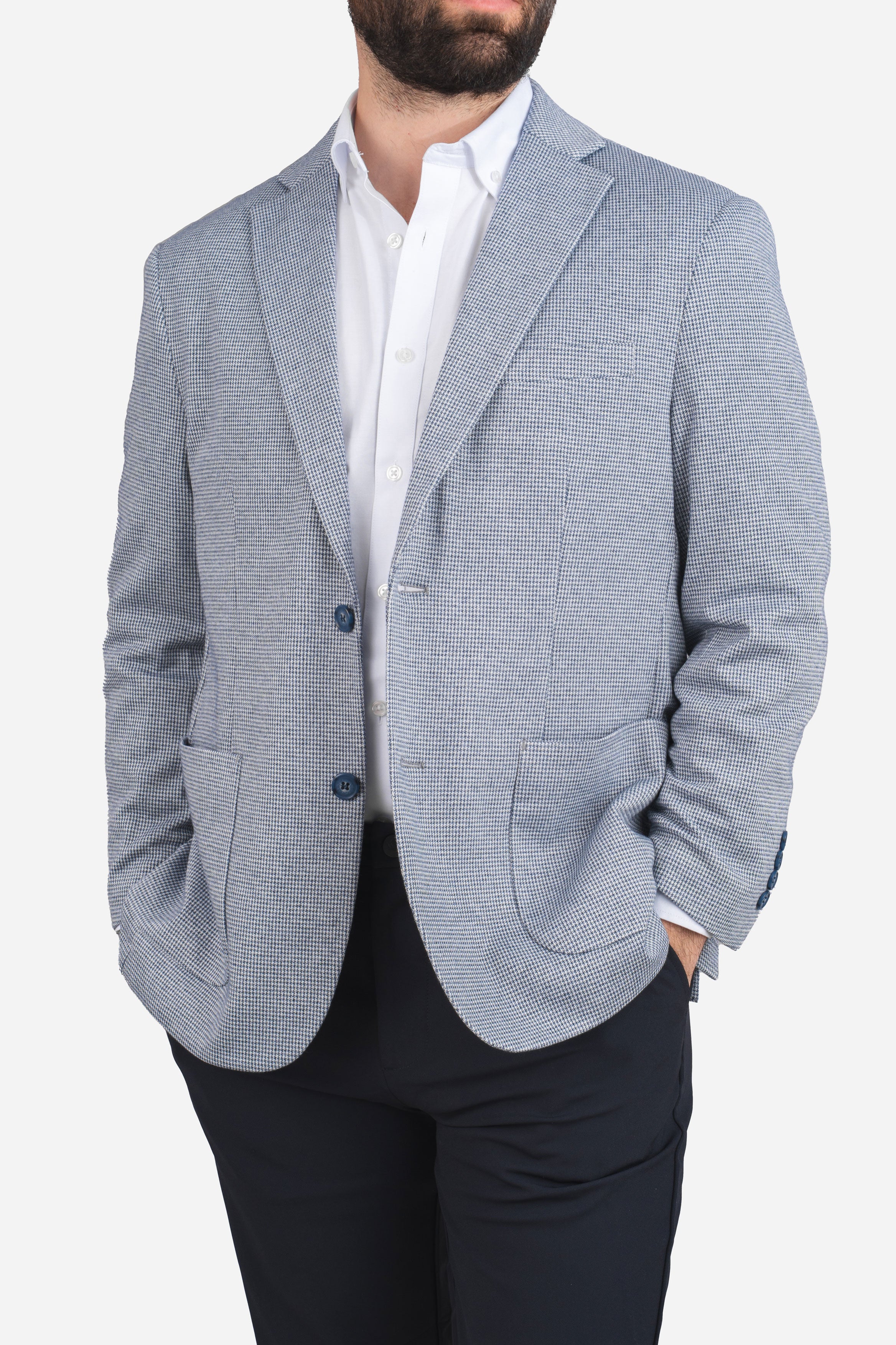 Stretch Blazer Blue Houndstooth
