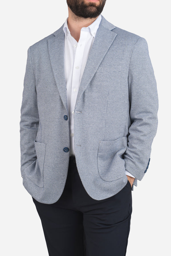 Stretch Blazer Blue Houndstooth