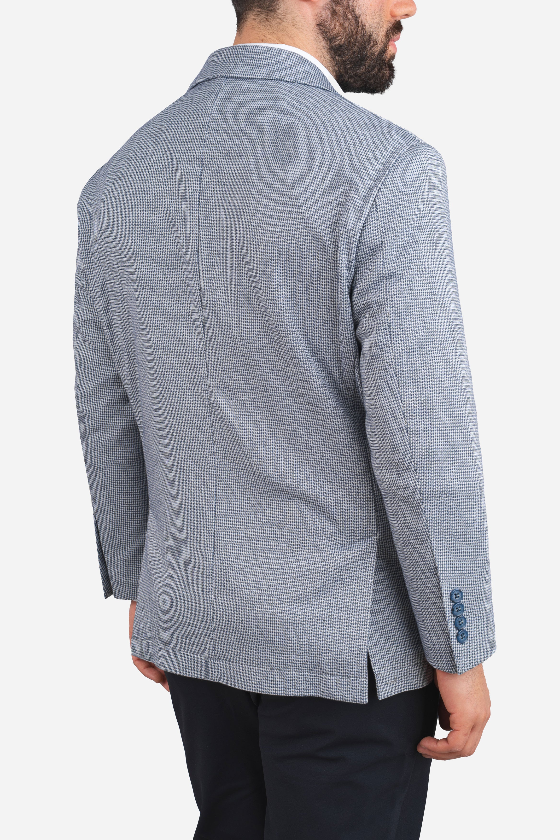 Stretch Blazer Blue Houndstooth