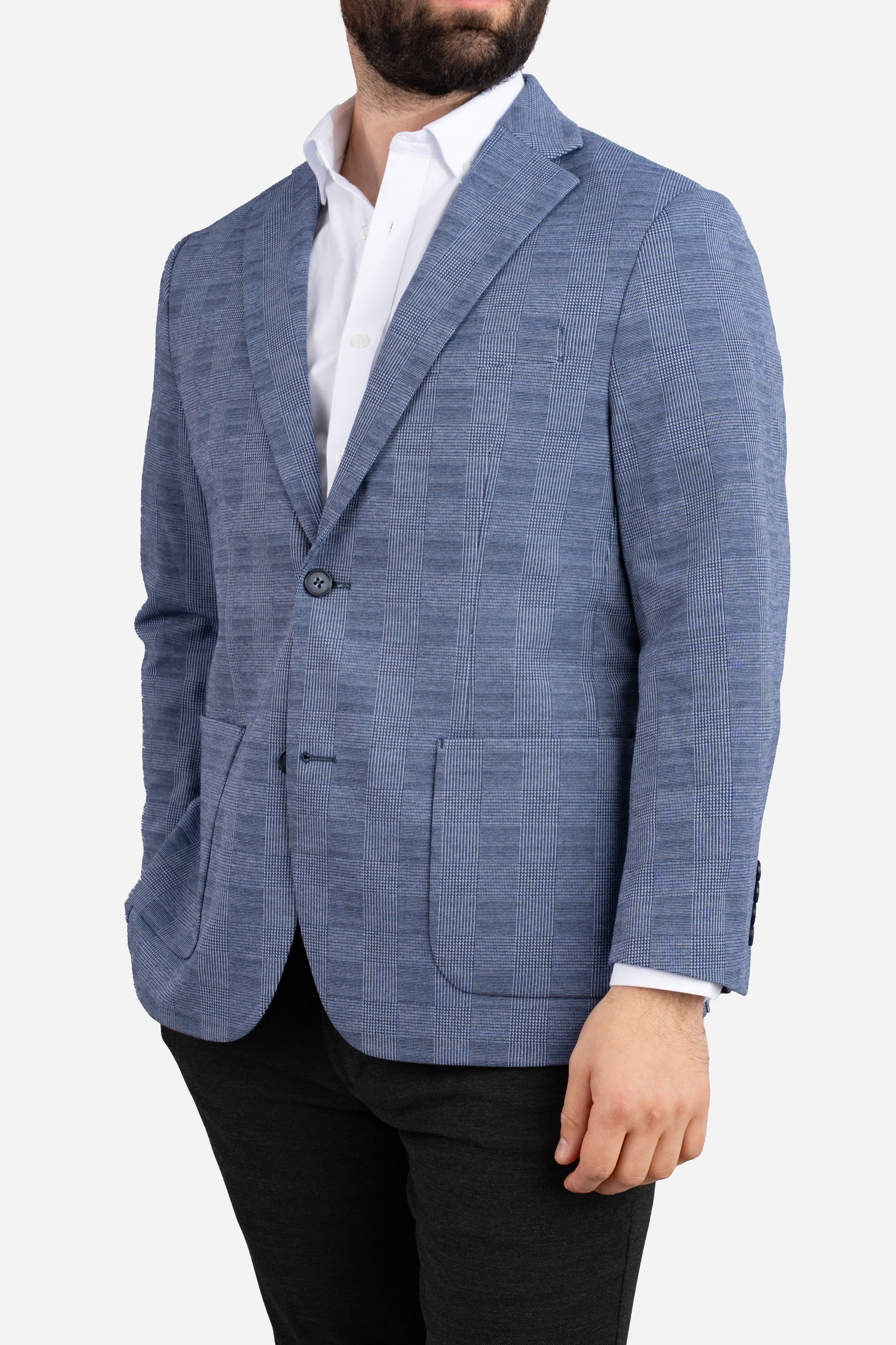 Stretch Blazer Blue Plaid