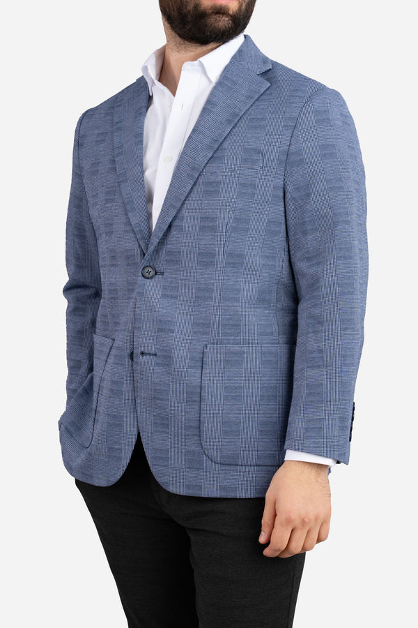 Stretch Blazer Blue Plaid