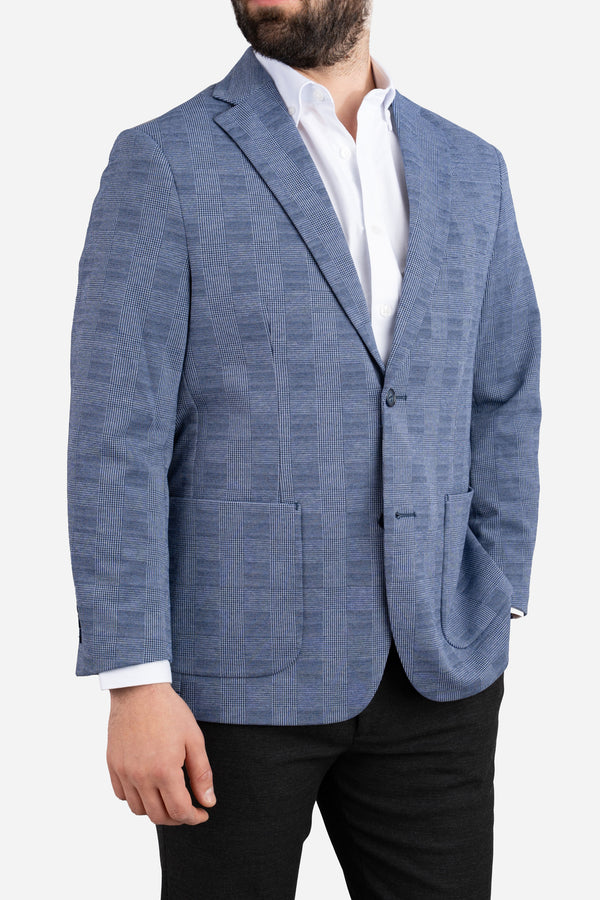 Stretch Blazer Blue Plaid