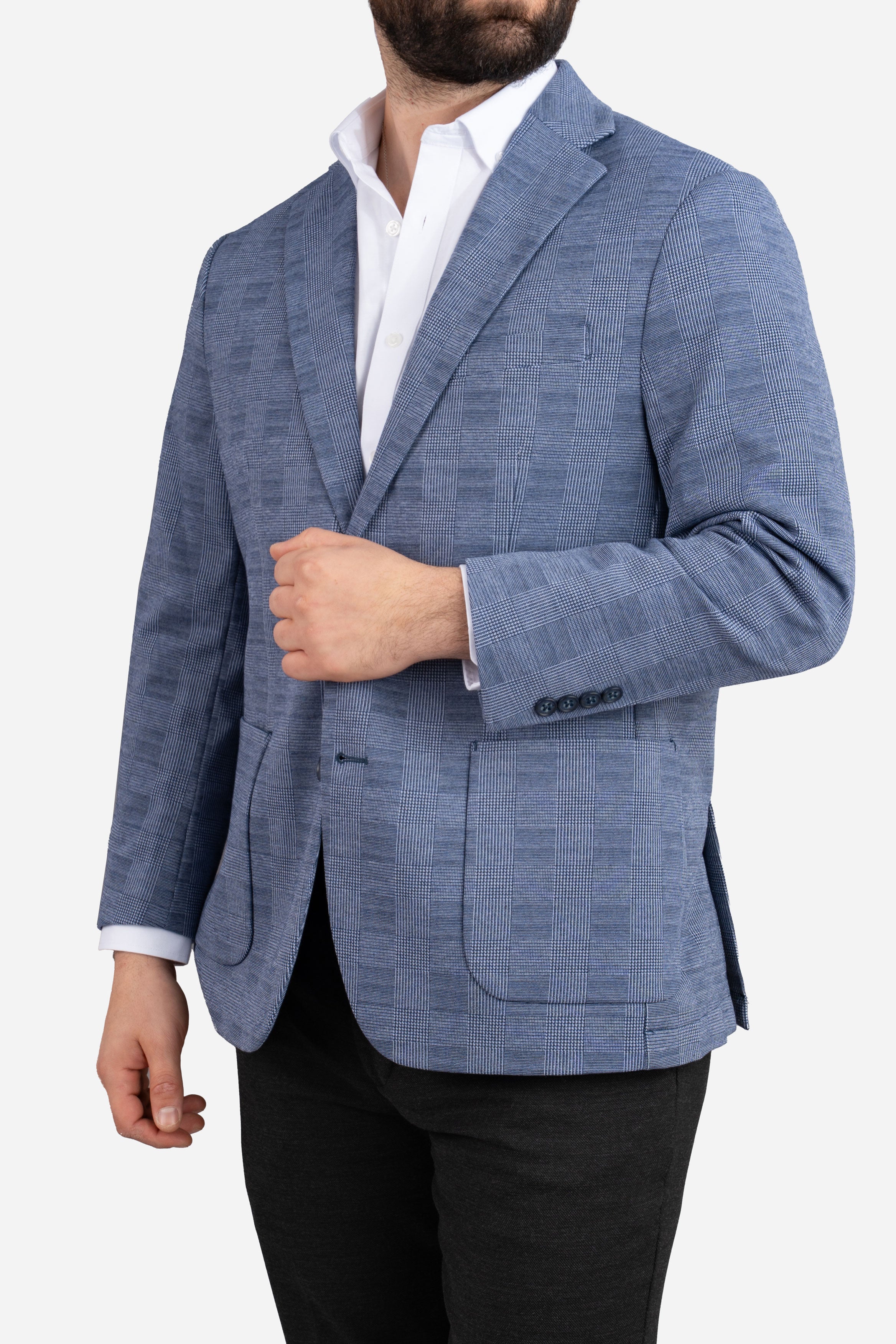 Stretch Blazer Blue Plaid