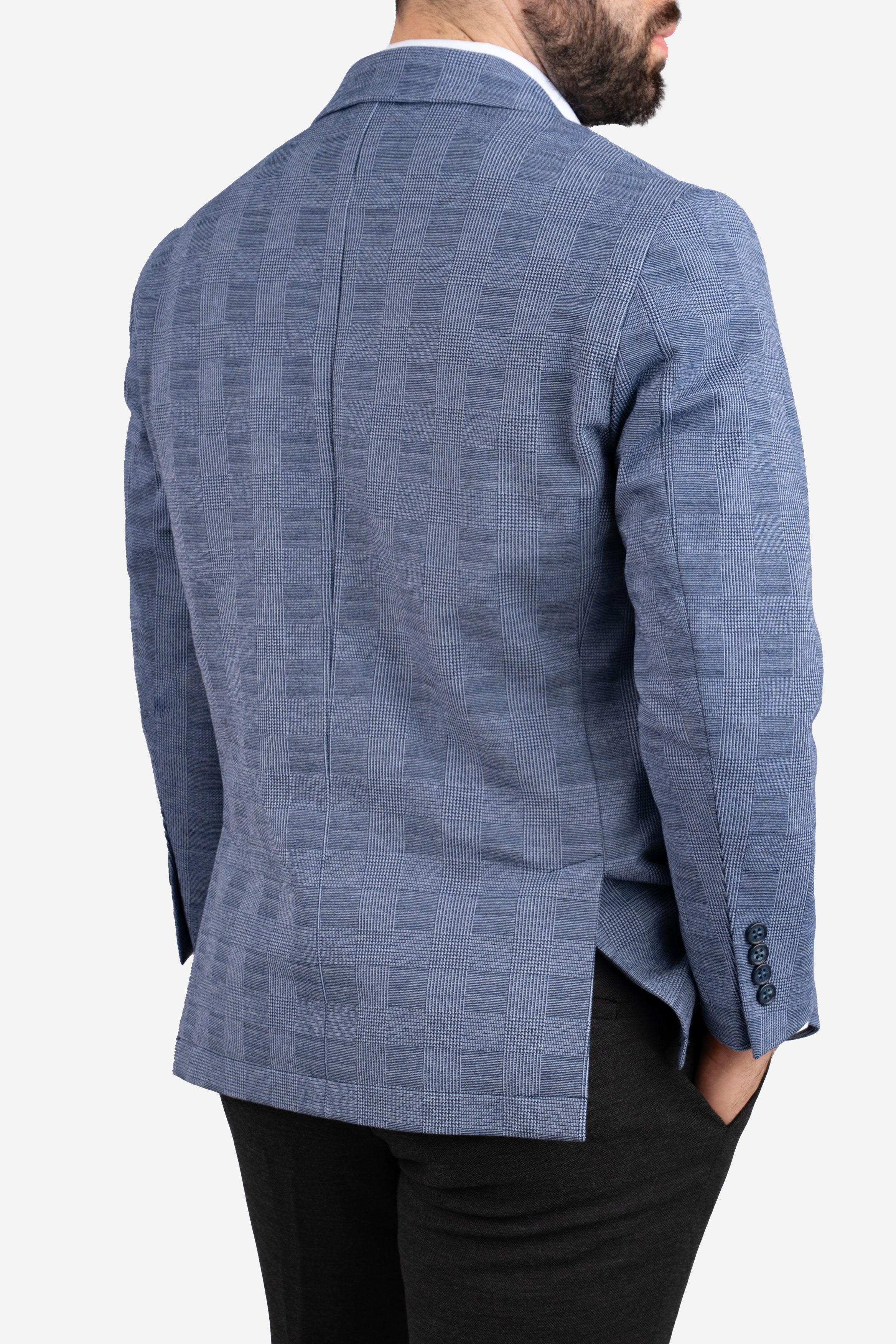 Stretch Blazer Blue Plaid