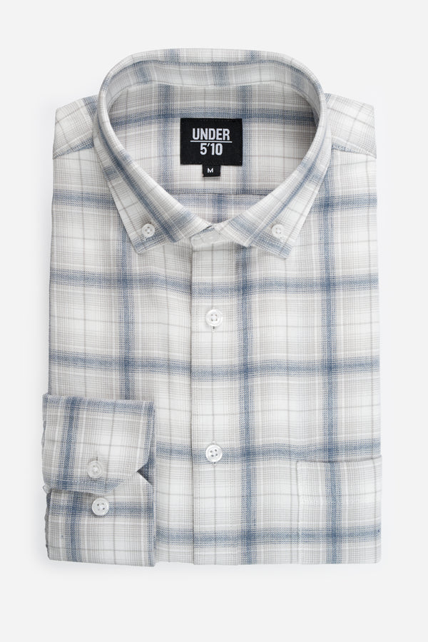 Lightweight Button Down Shirt | Gray Plaid | Under 510 M - For Short Men and Guys Under 5' 10" Lightweight Button Down Shirt | Gray Plaid | Under 510 M - For Short Men and Guys Under 5' 10"