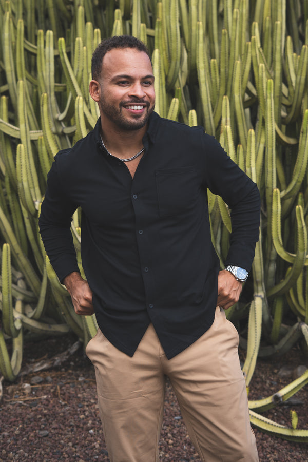 Performance Pique Button Down Shirt | Black