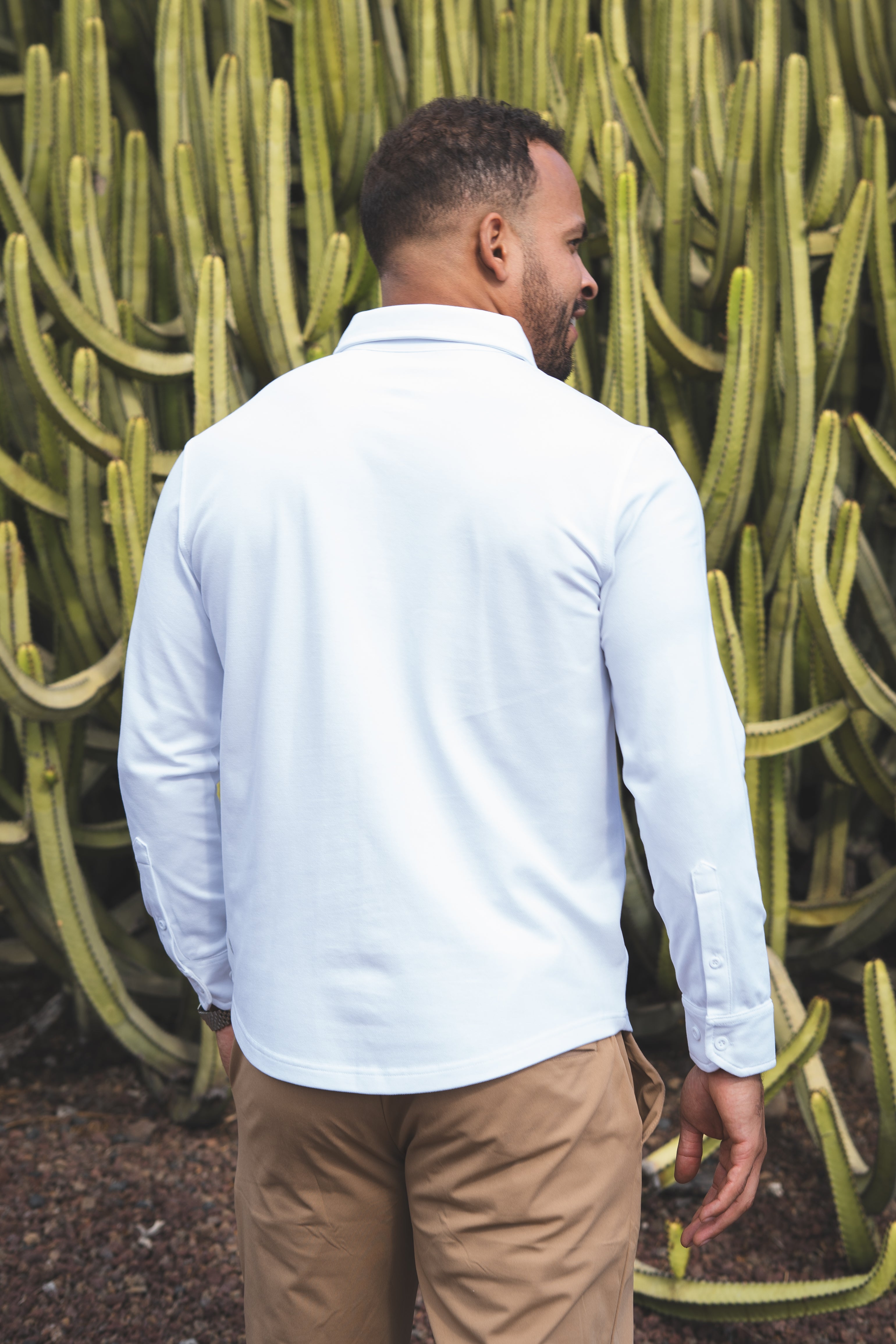 Performance Pique Button Down Shirt White