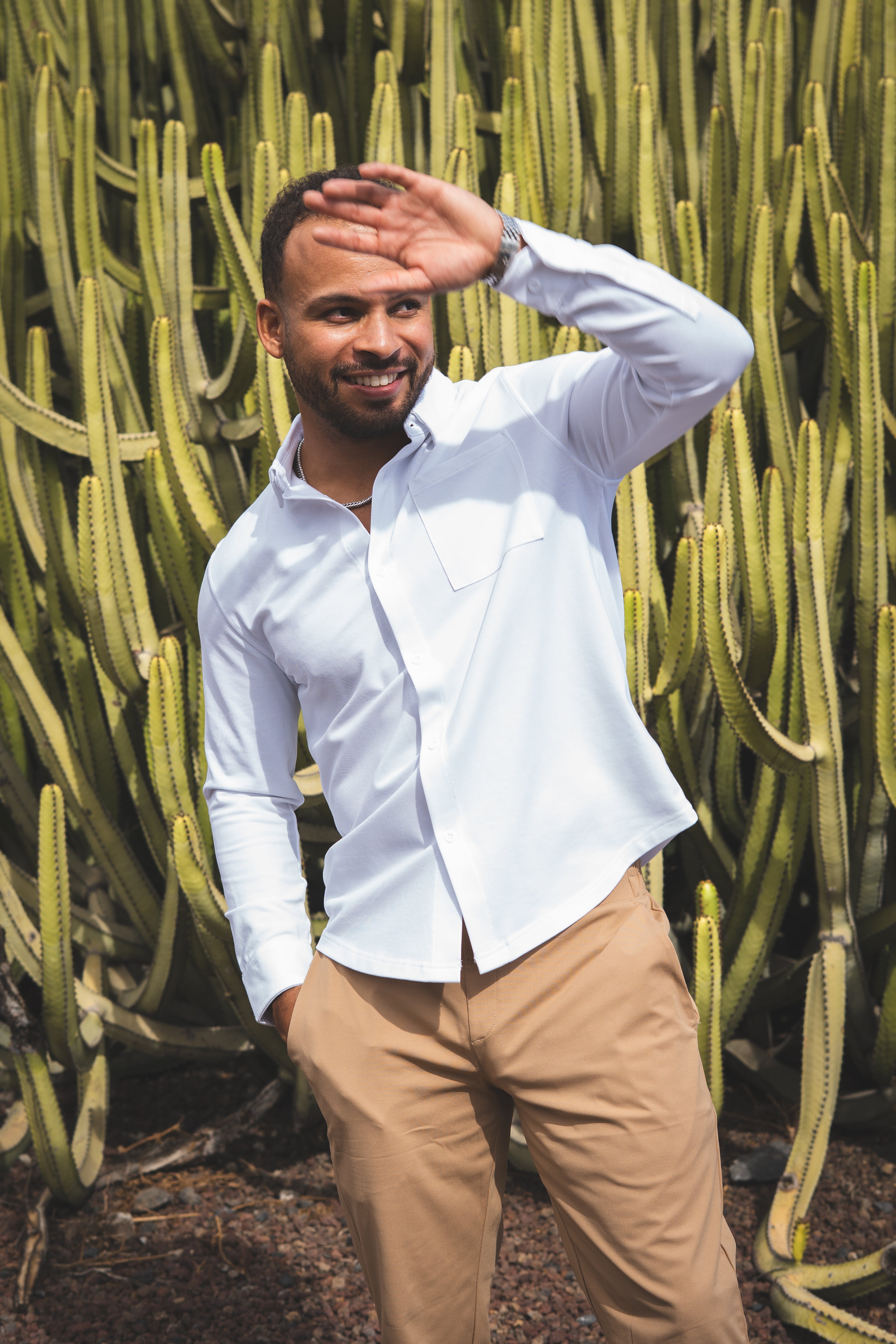 Performance Pique Button Down Shirt White