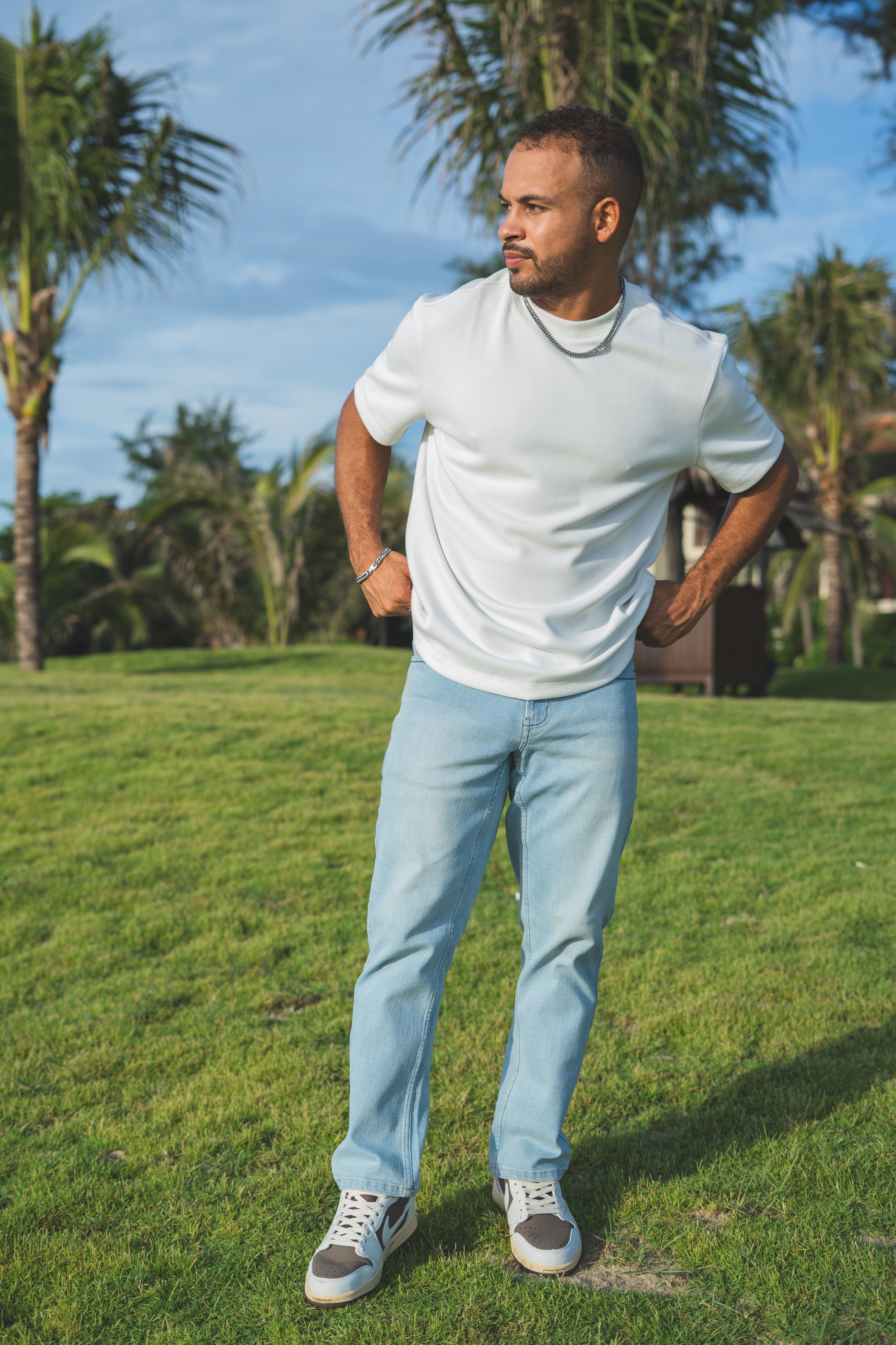 Straight Fit Stretch Jeans Light Wash