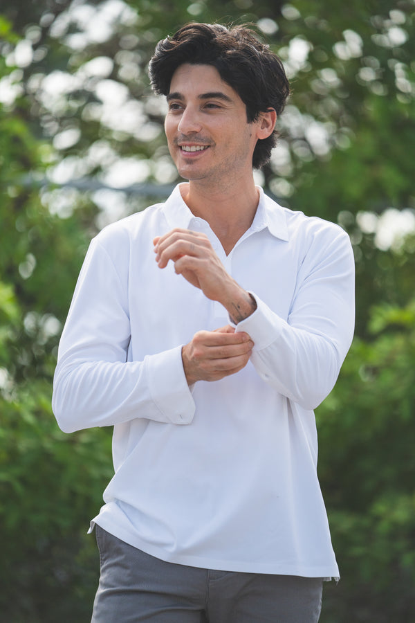 Long Sleeve Tech Polo White