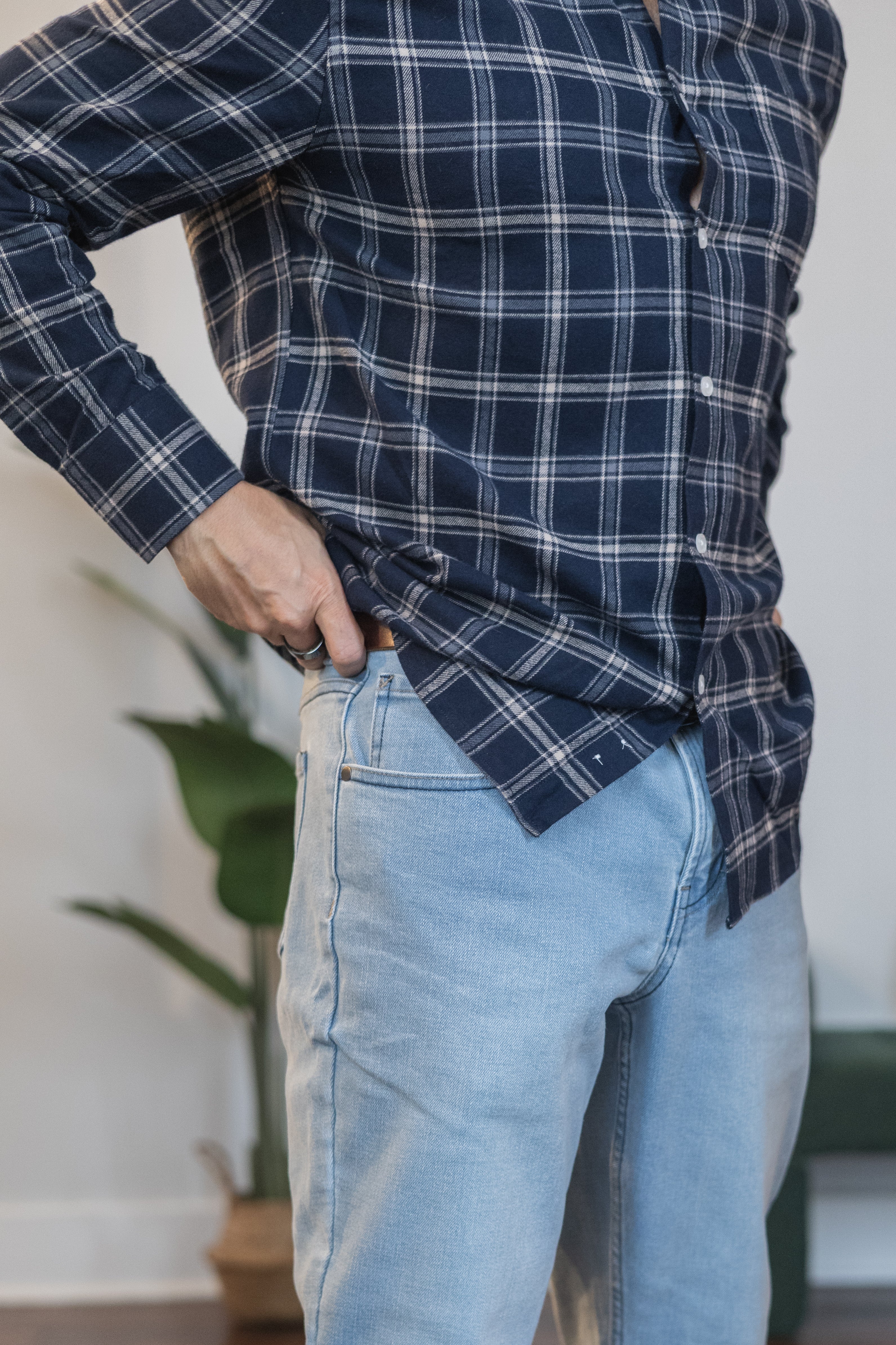 Flannel Button Down Shirt Navy