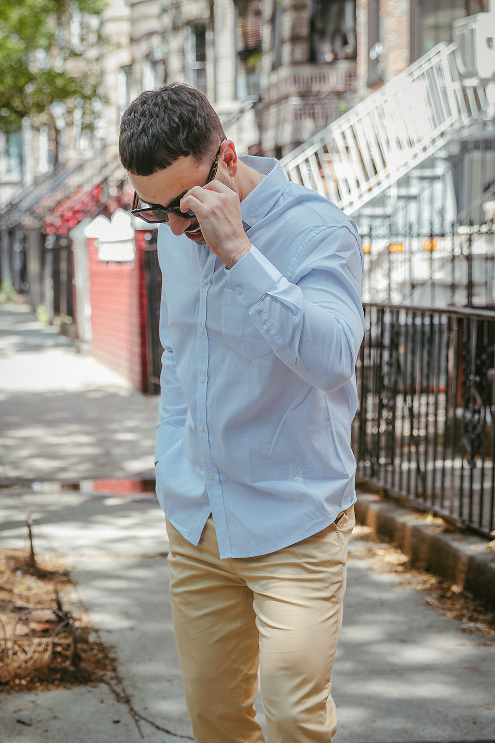 Lightweight Button Down Shirt | Ice Blue