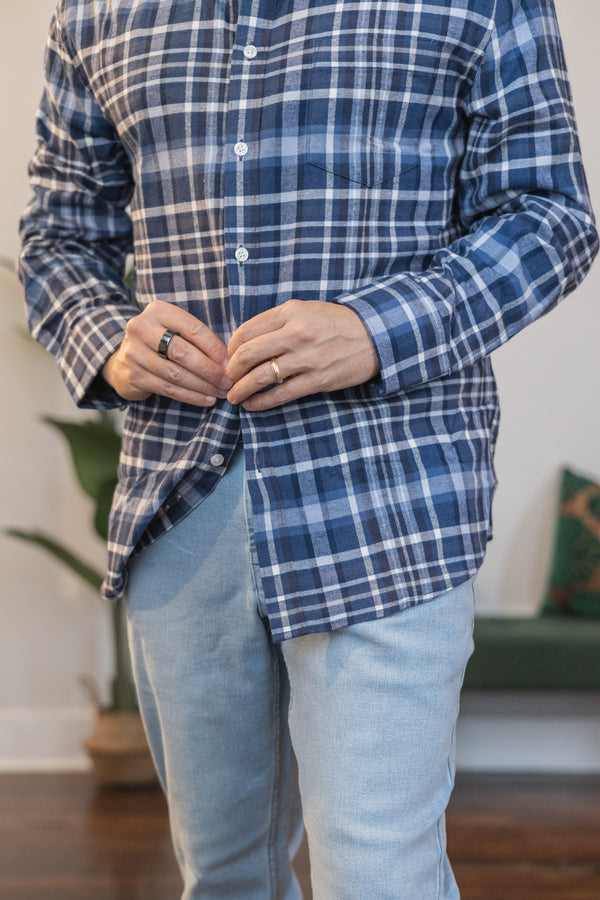 Flannel Button Down Shirt Blue