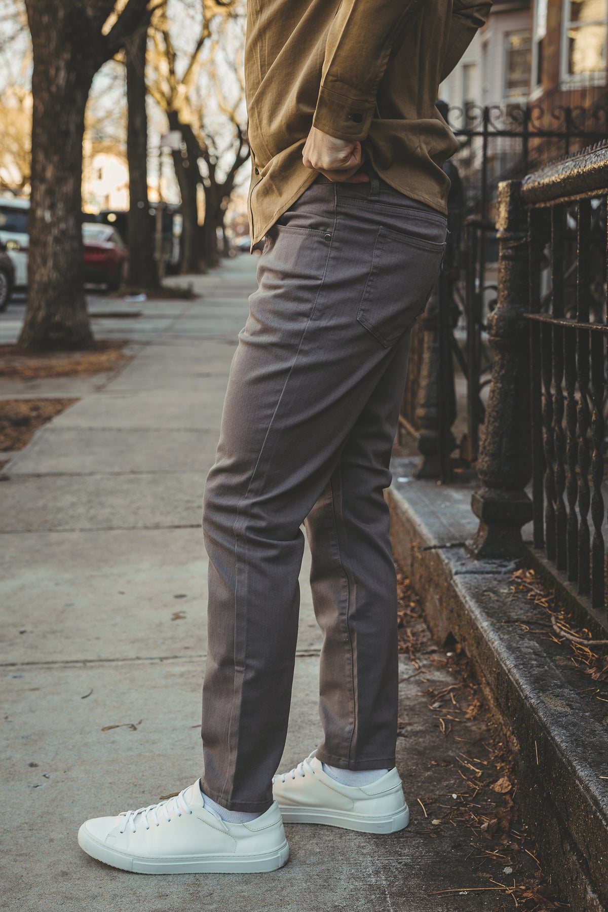 Garment Dyed Stretch Jeans Gray
