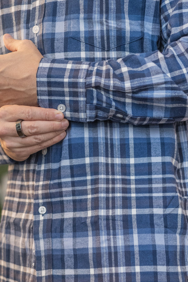 Flannel Button Down Shirt Blue